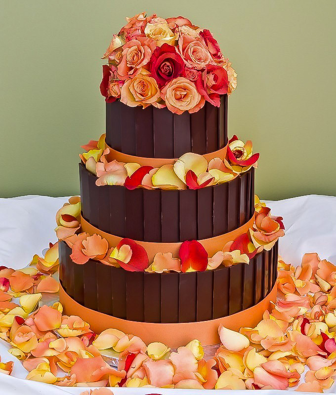 Autumn Chocolate Plaques Wedding Cake