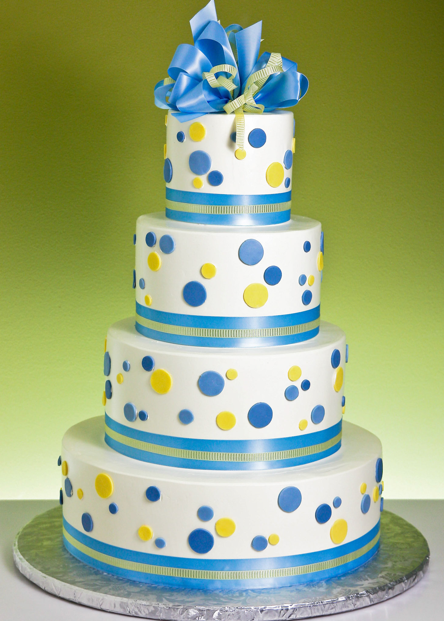 Ribbons & Dots Four Tier Wedding Cake