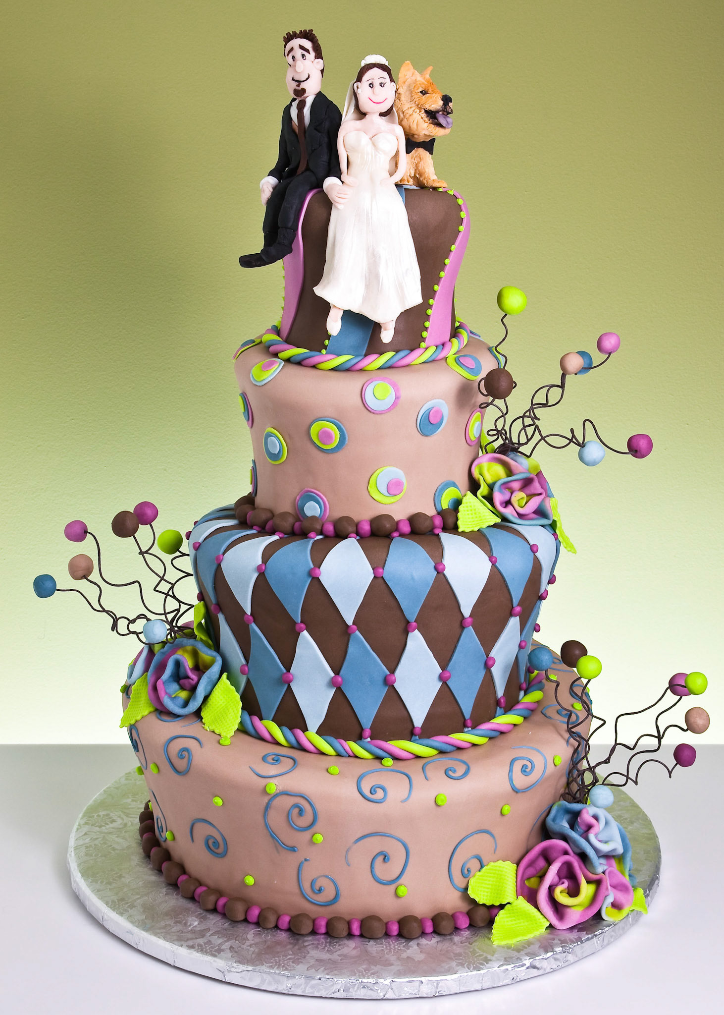 Whimsical Couple Wedding Cake