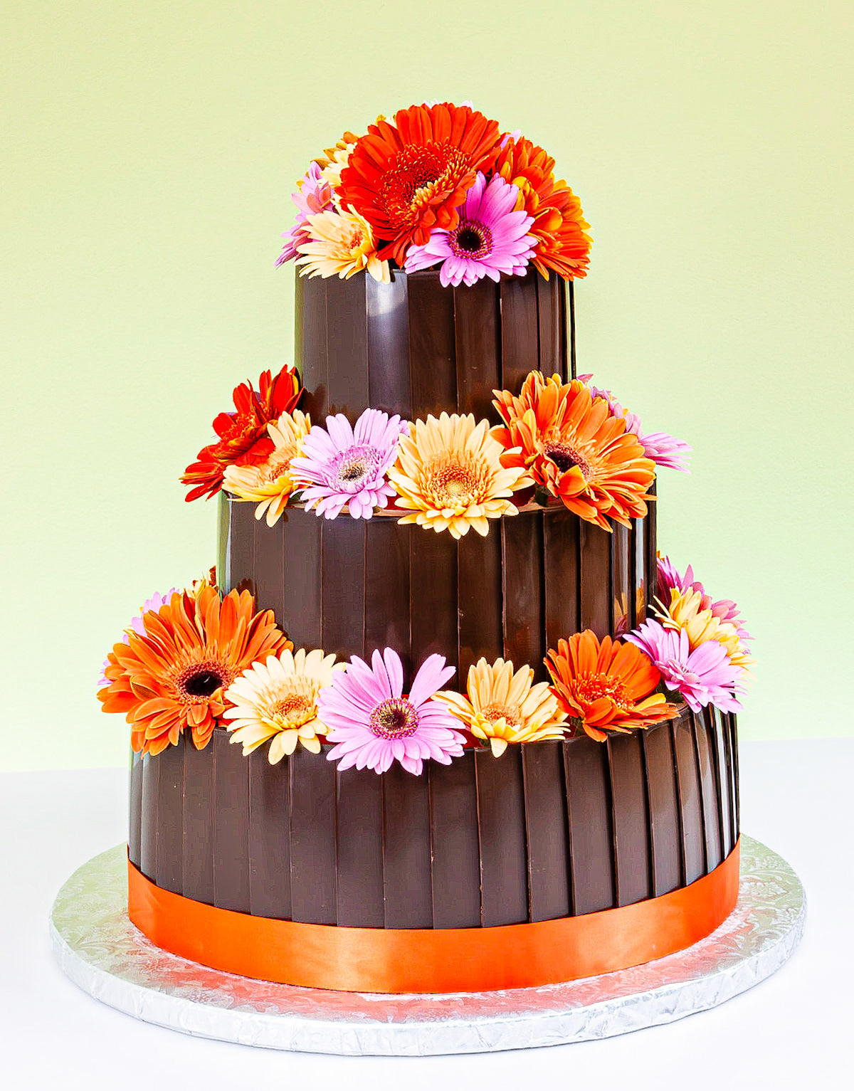 Daisies Chocolate Plaques Wedding Cake