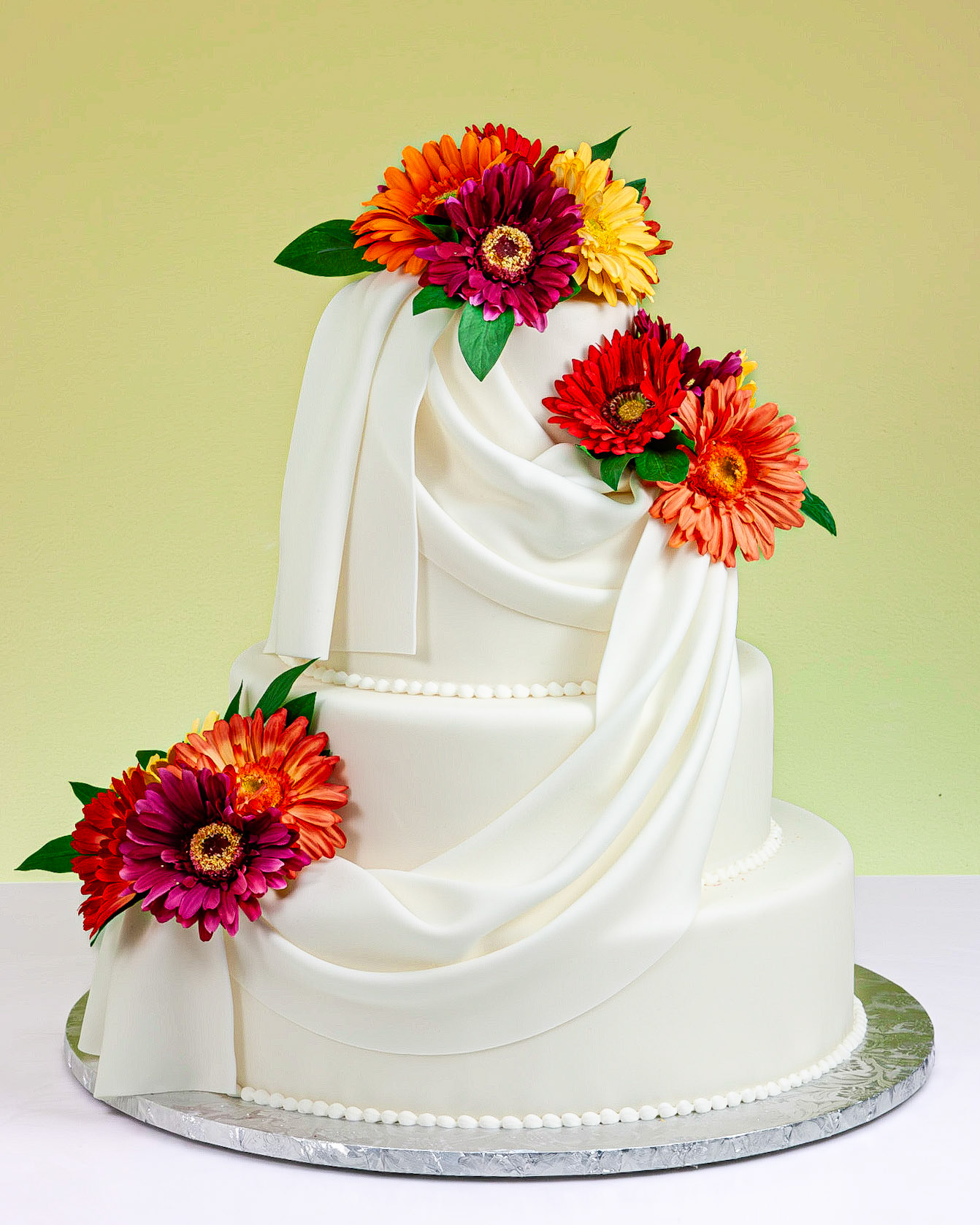 Fall French Drape Wedding Cake