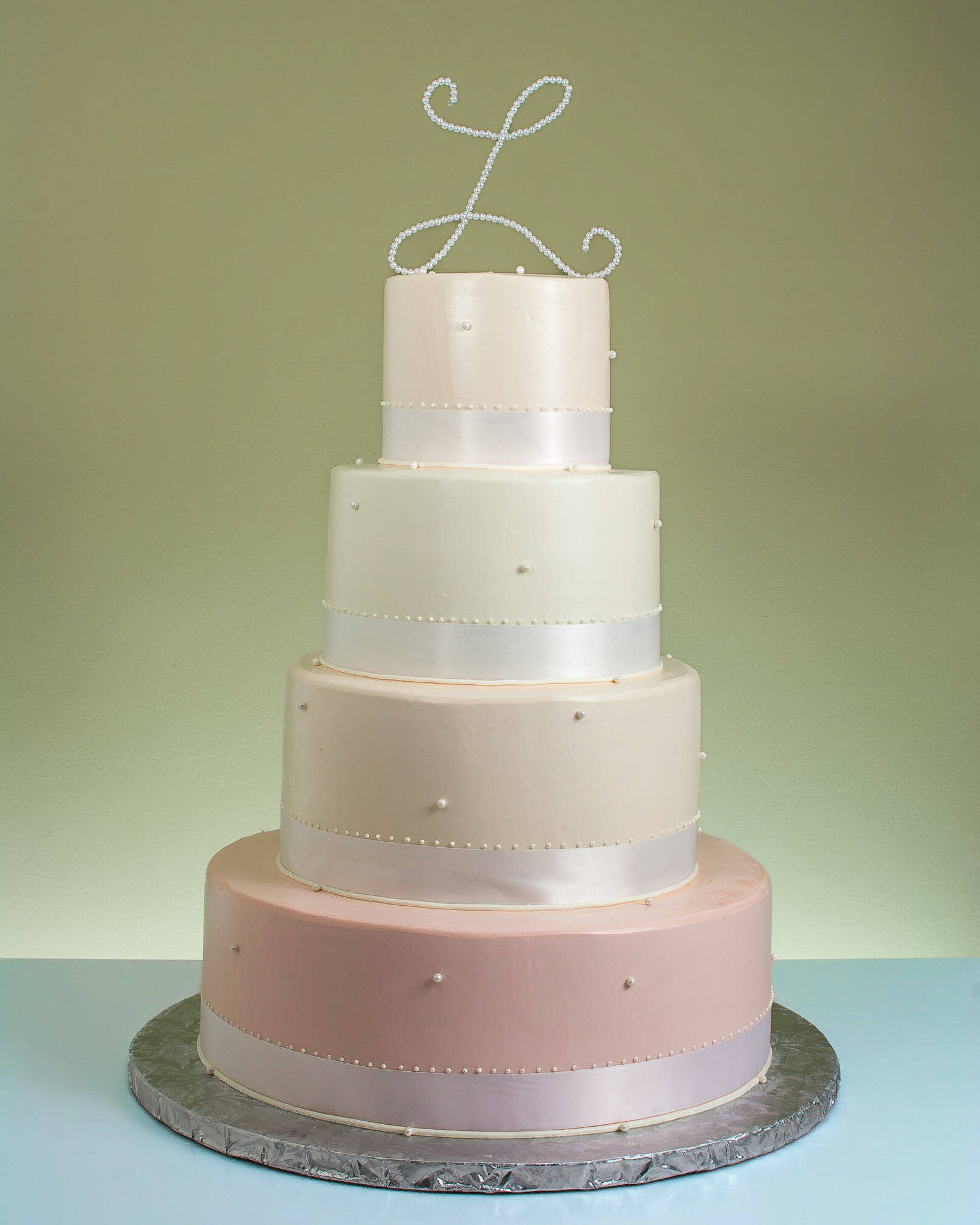 Four Color Monogram Wedding Cake
