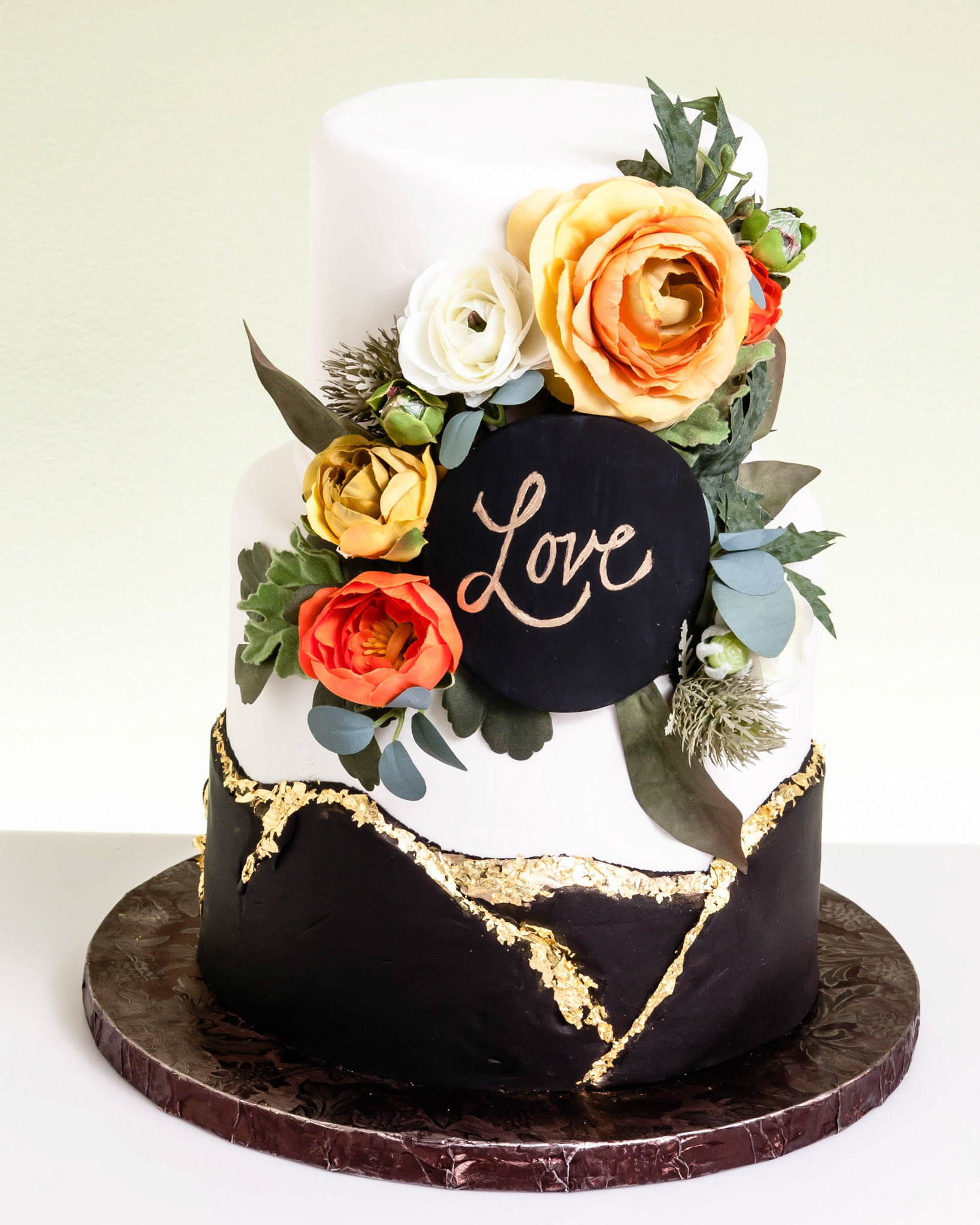 Golden Love Wedding Cake