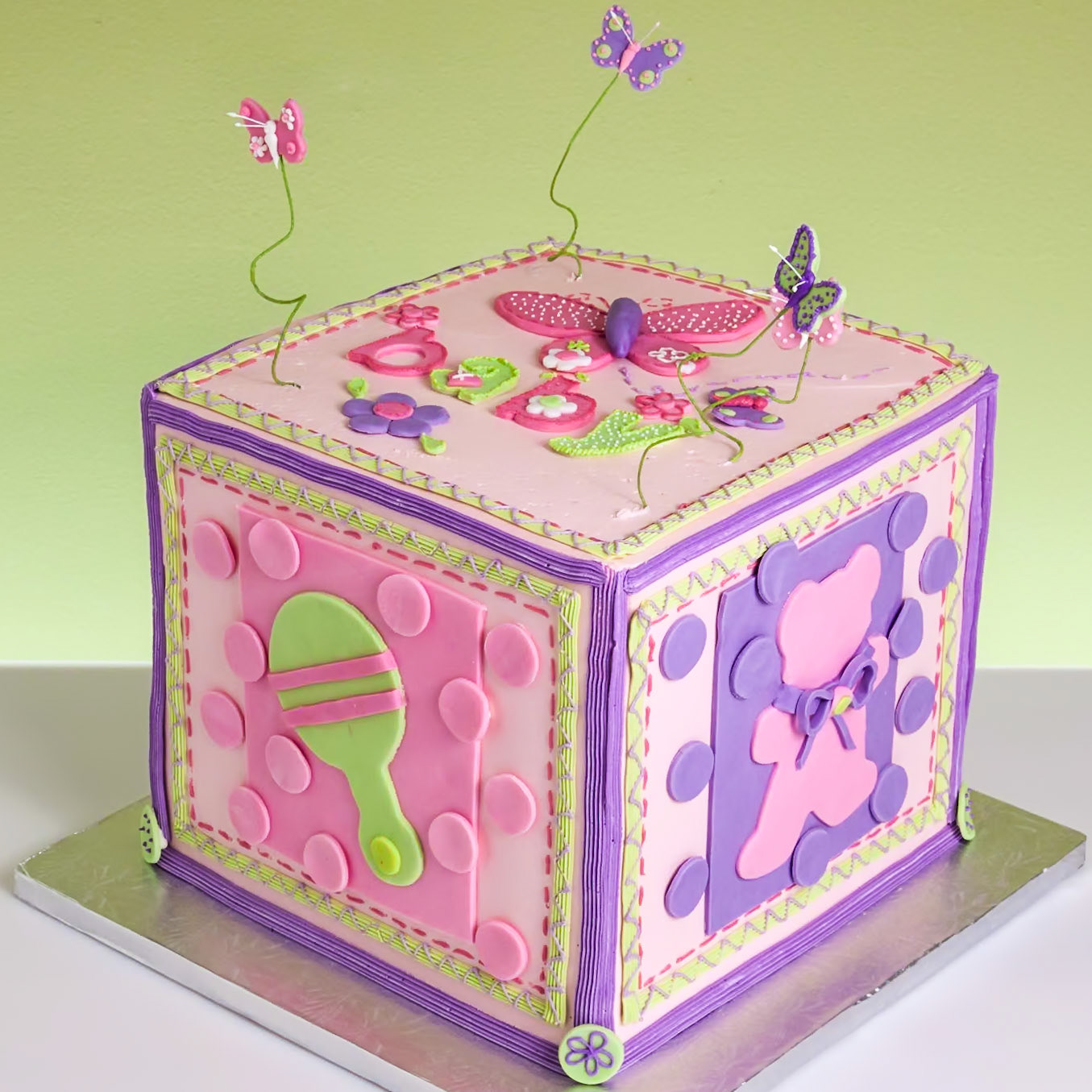 Butterfly Baby Block Cake