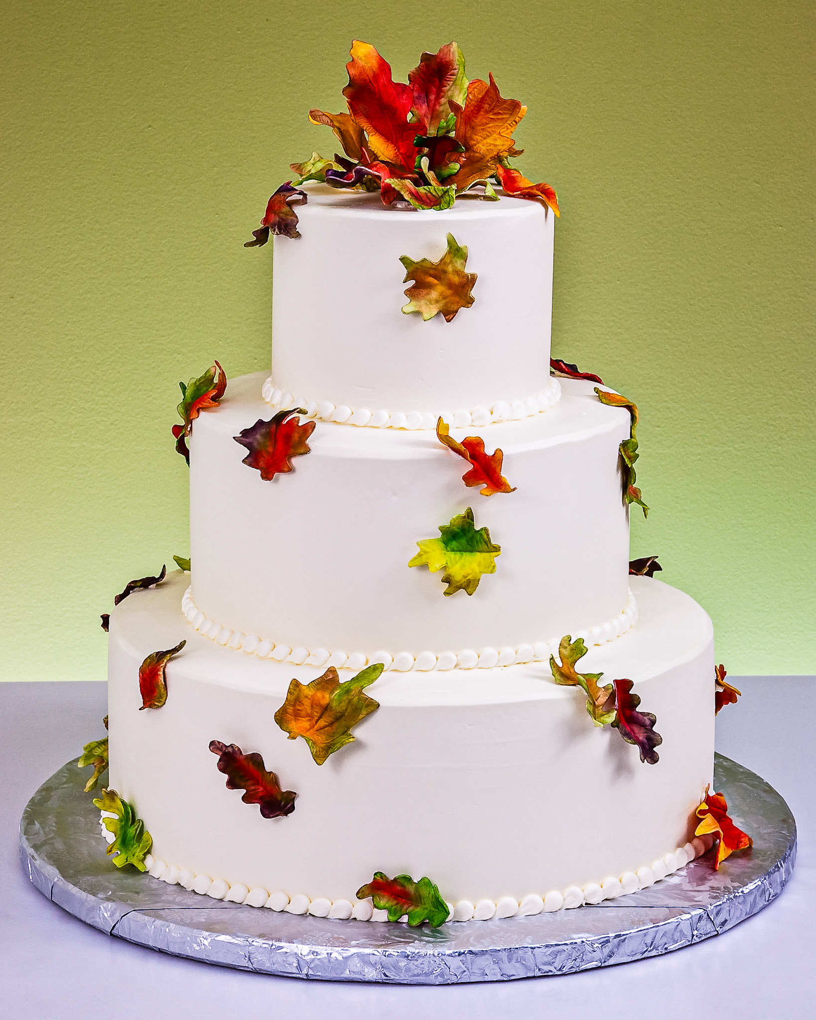 Autumn Falling Leaves Wedding Cake