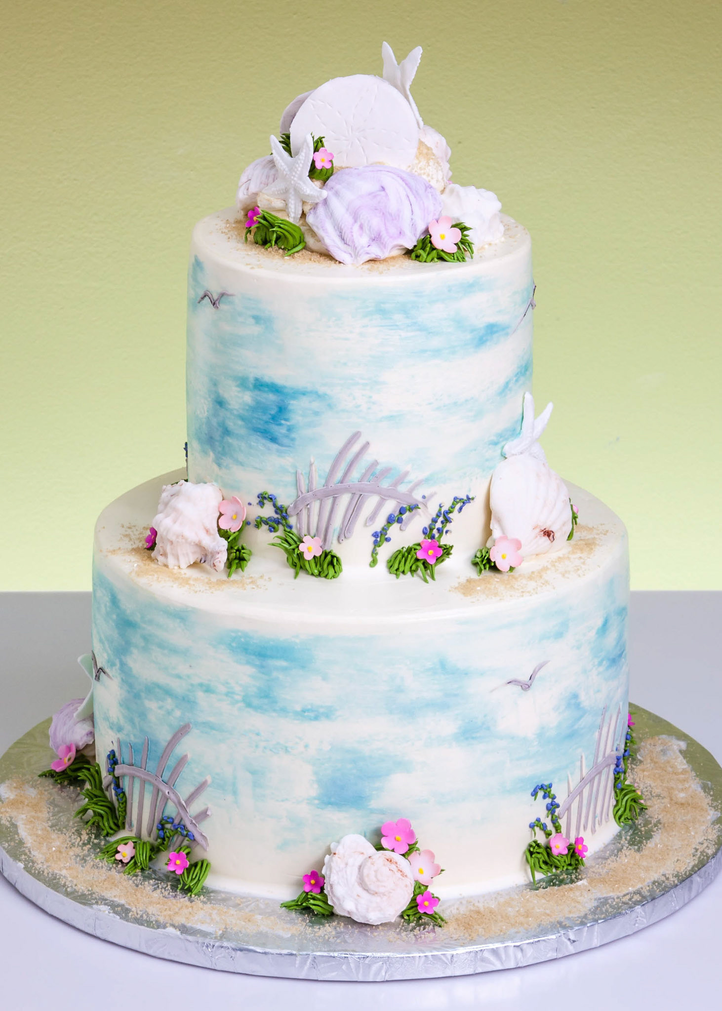 Two Tier Seascape Wedding Cake