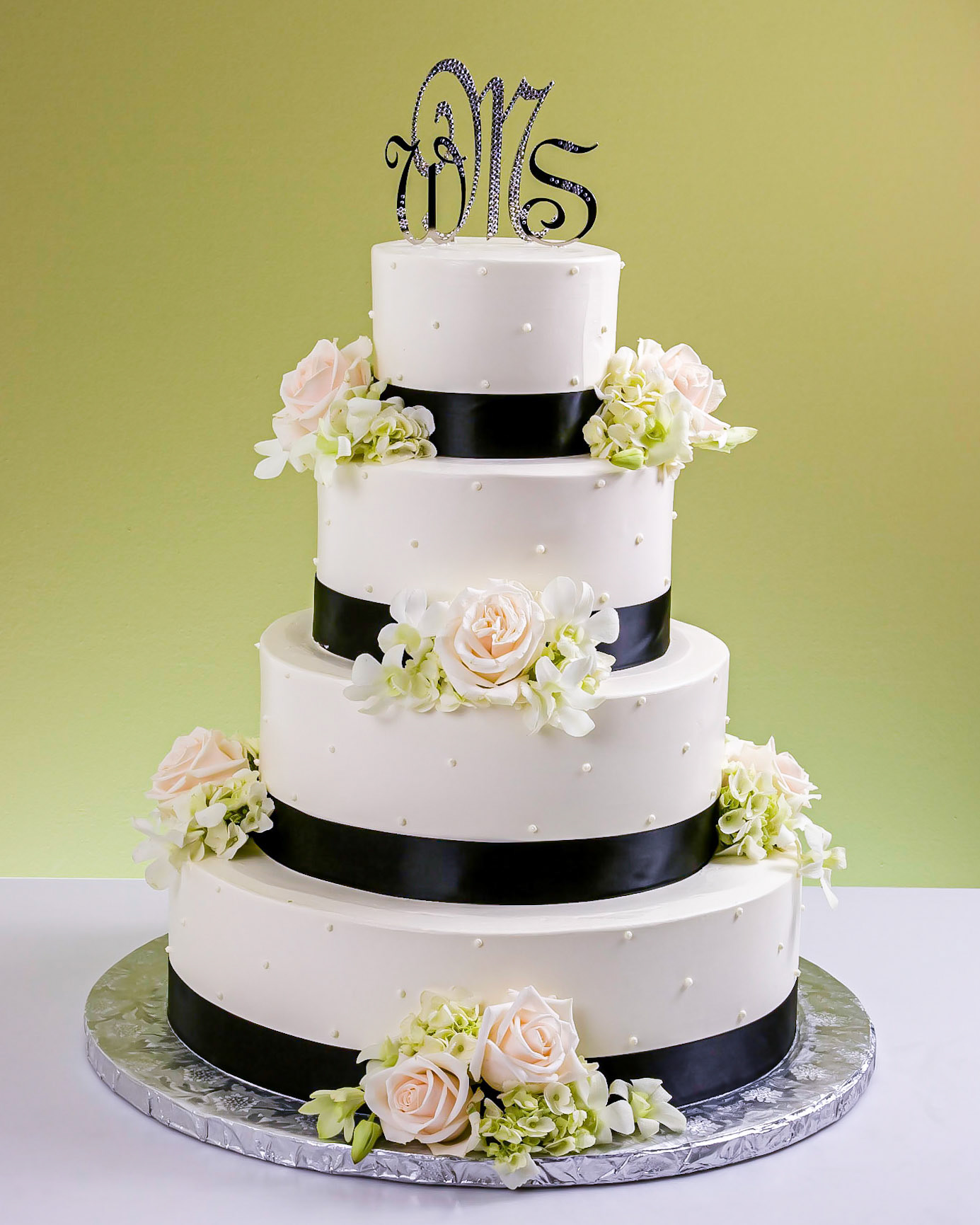 Silver Monogram Wedding Cake
