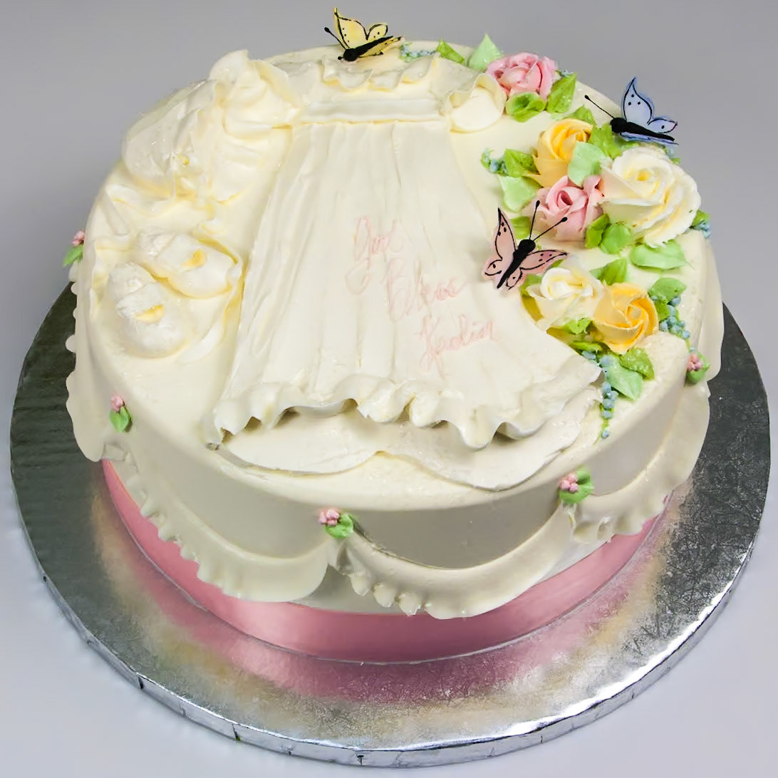 Gown & Butterflies Cake