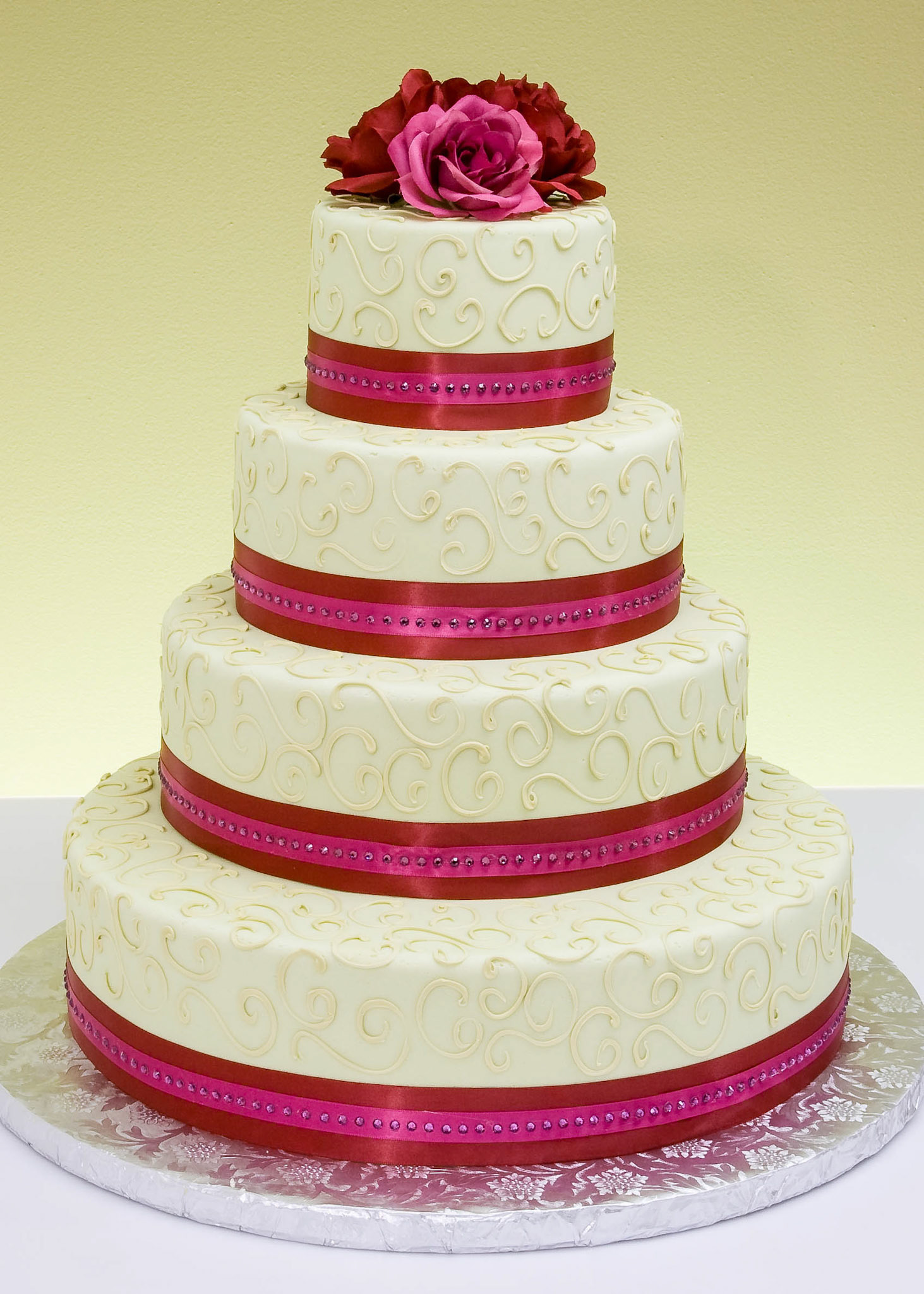 Ribbons & Rhinestones Wedding Cake