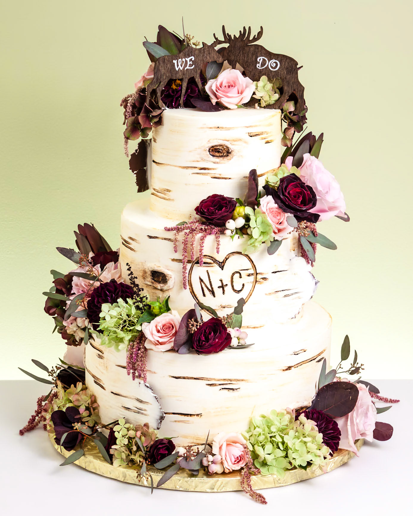 "We Do" Birch Bark Wedding Cake