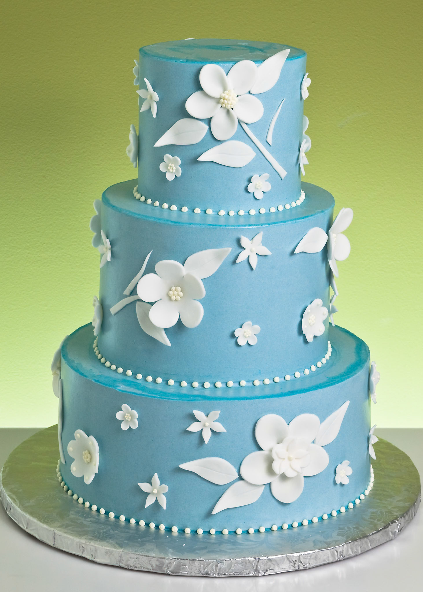 Blue Fantasy Flower Wedding Cake