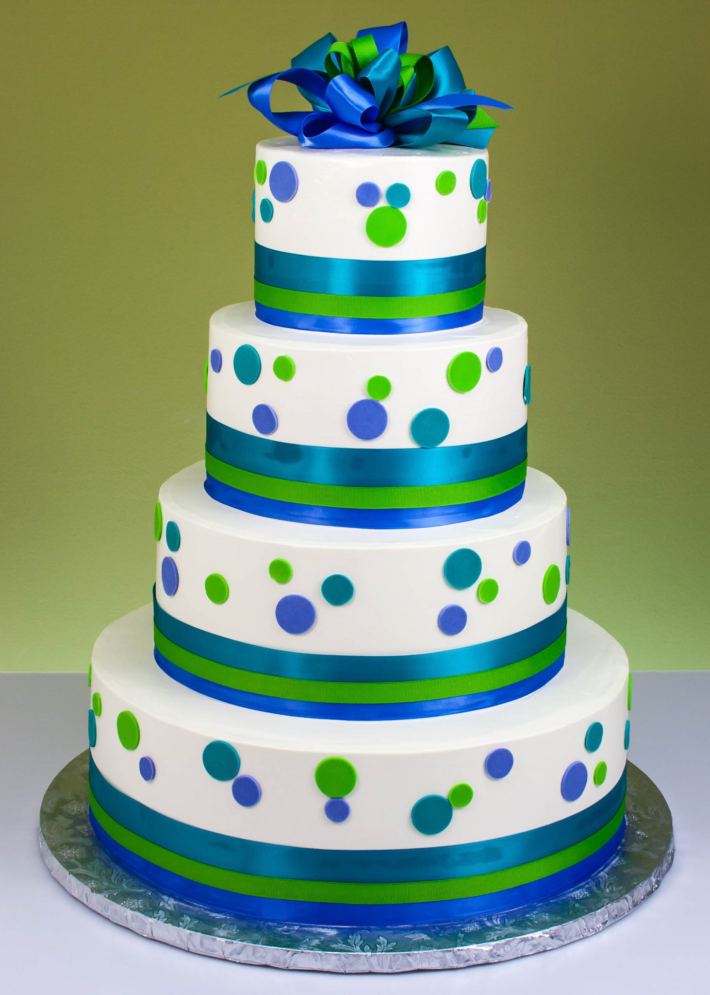 Ribbons & Dots Wedding Cake