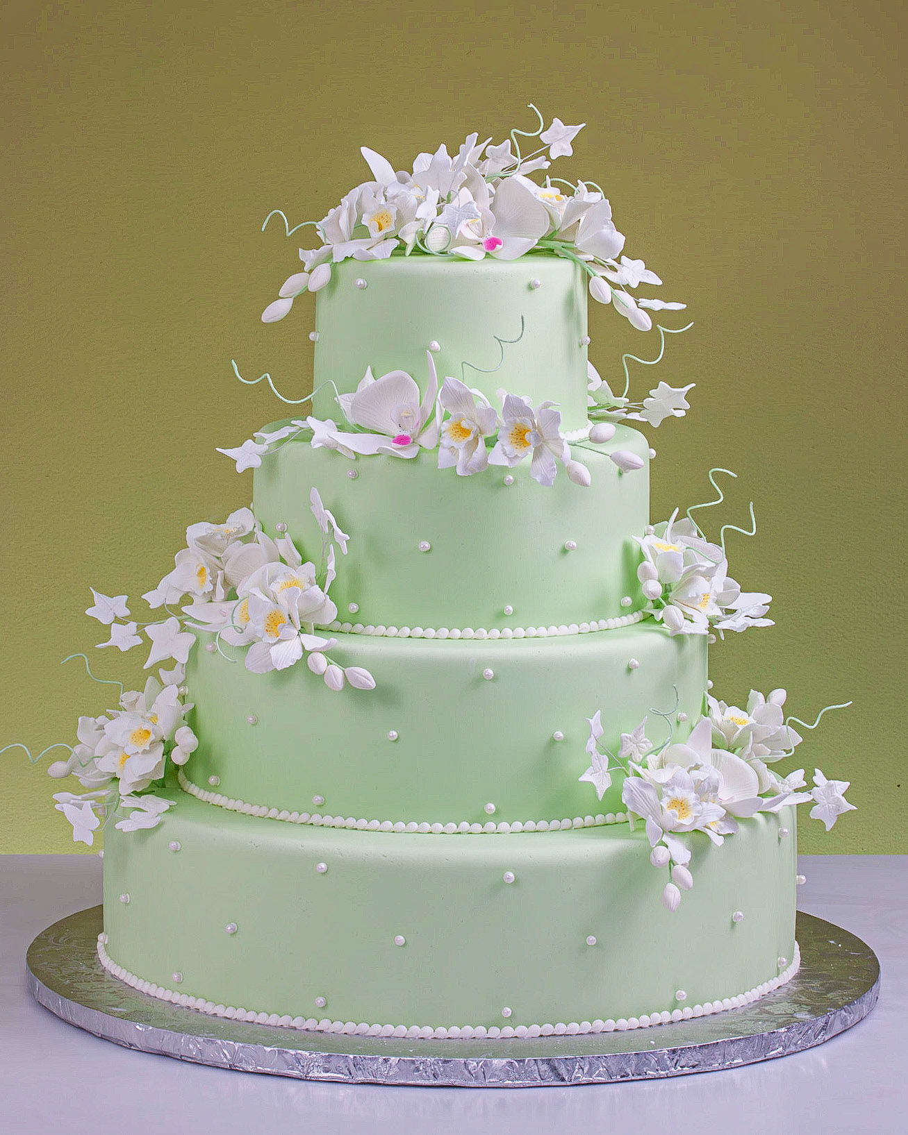 Celadon Thai Orchid Wedding Cake
