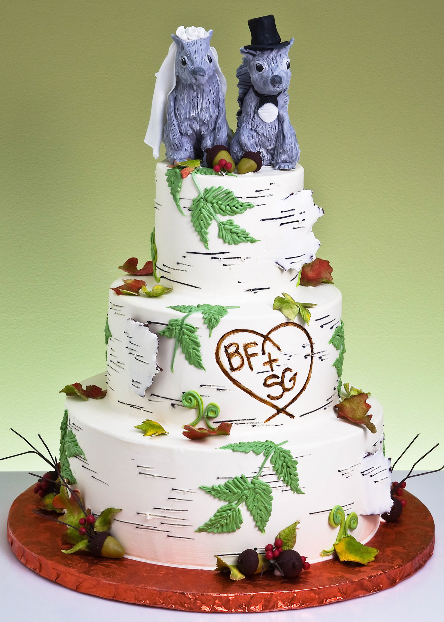 Squirrel Birch Bark Wedding Cake