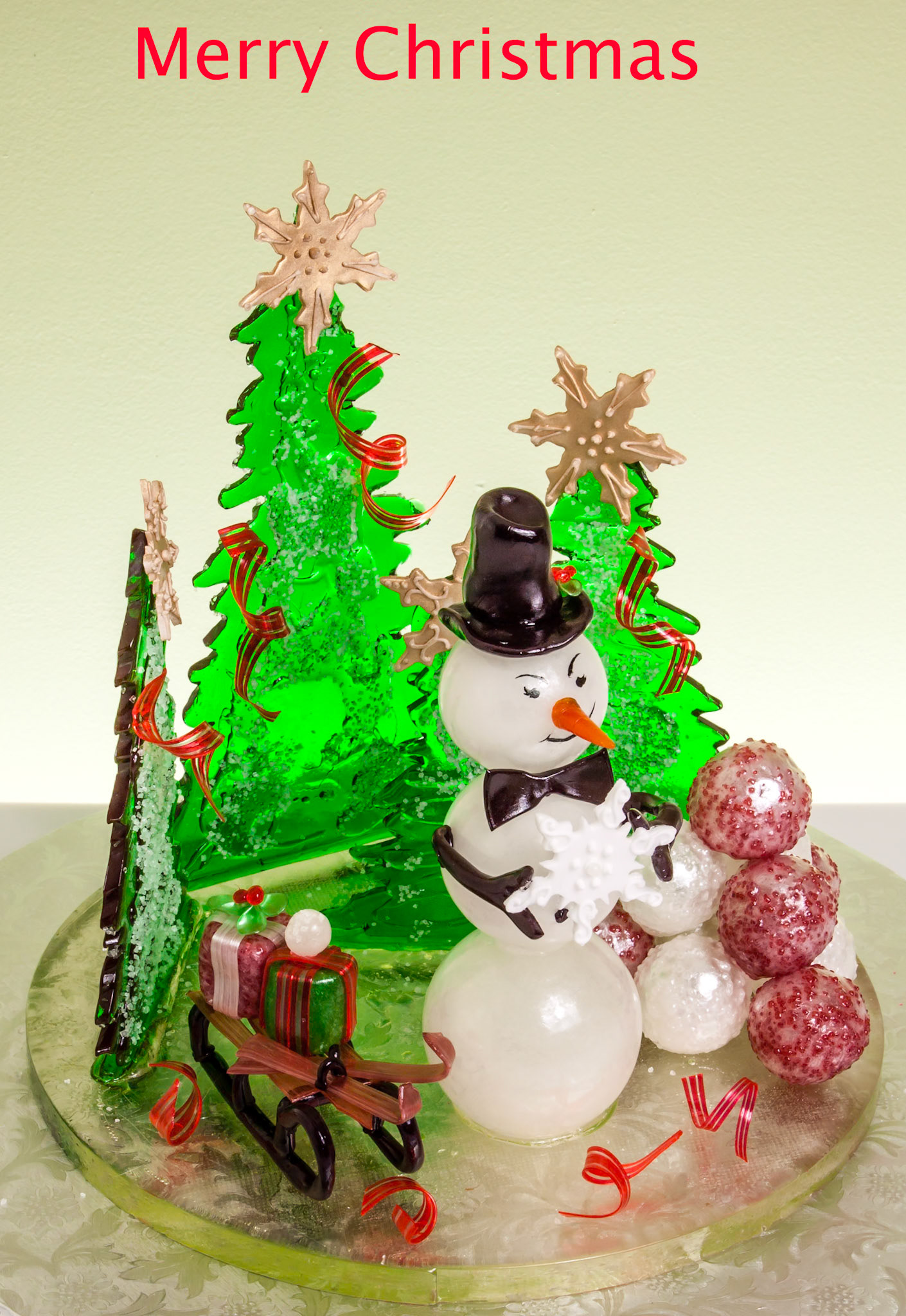 Christmas Snowman Sugar Sculpture