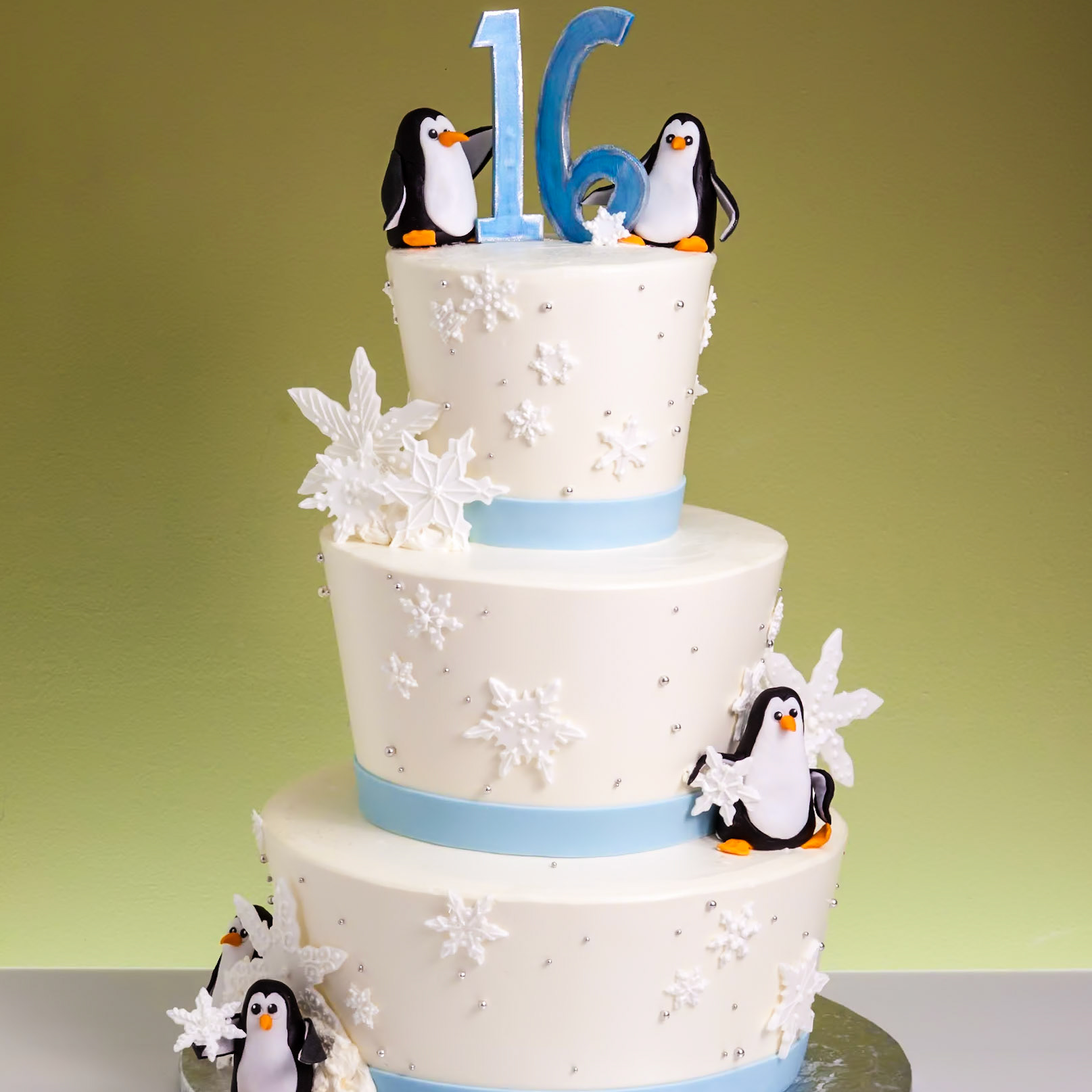 Penguin Celebration Wedding Cake