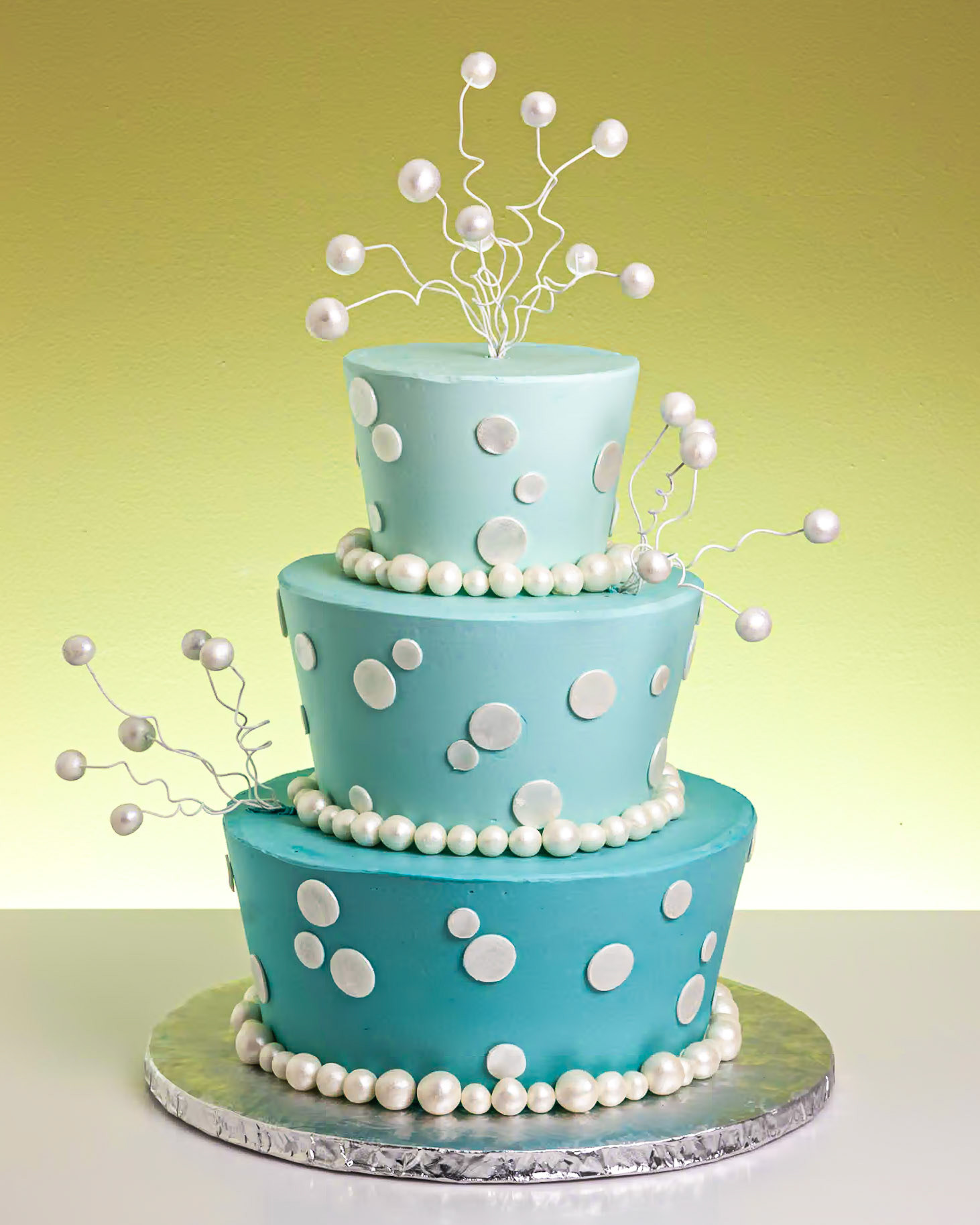 Bubbles in Blue Wedding Cake