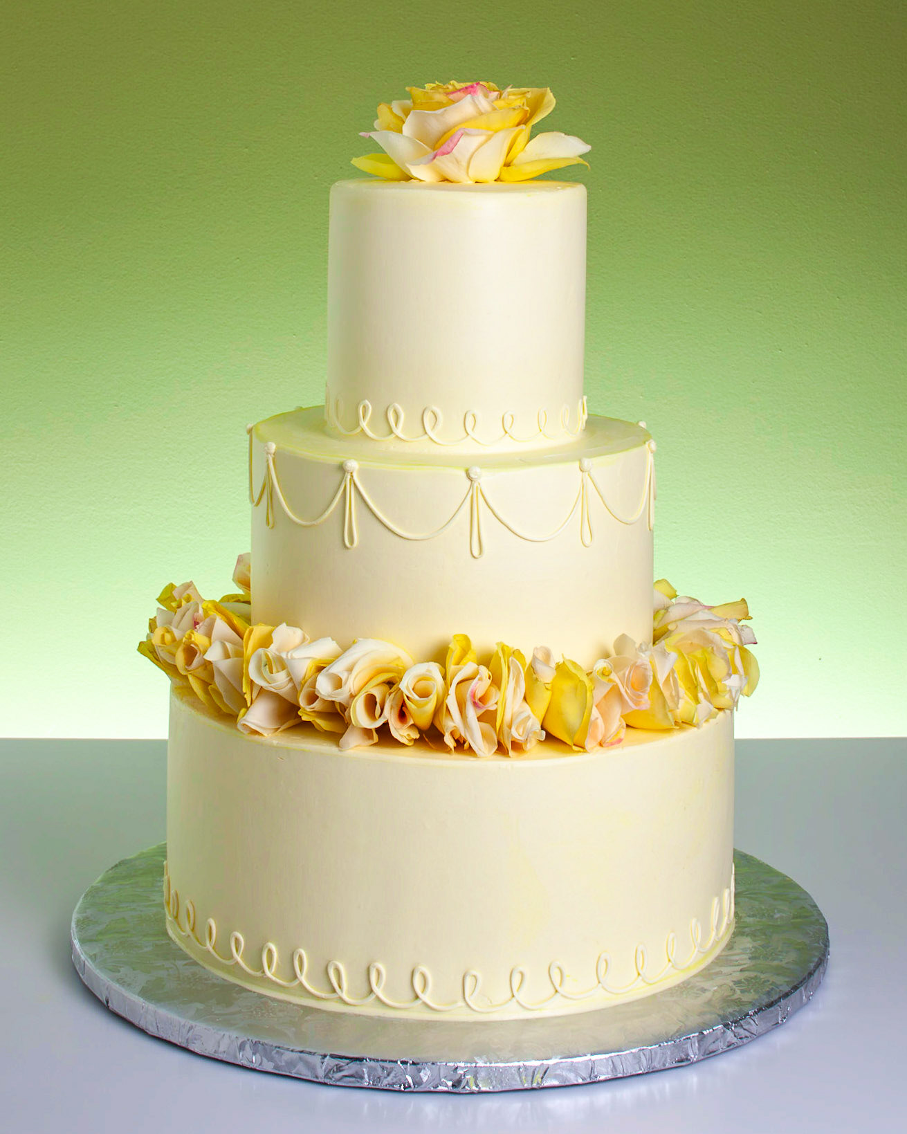 Rolled Petals Wedding Cake