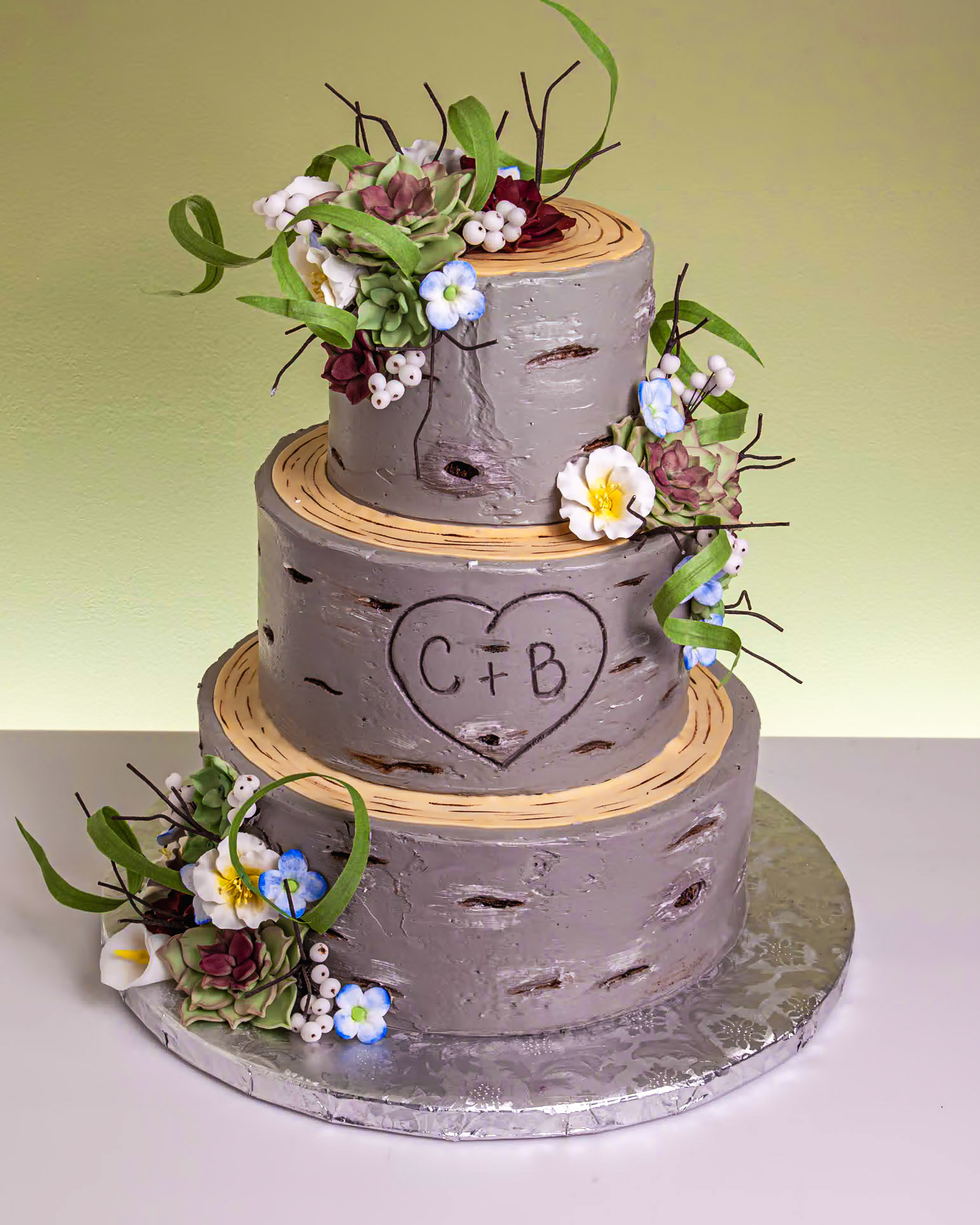 Rustic Birch Wedding Cake