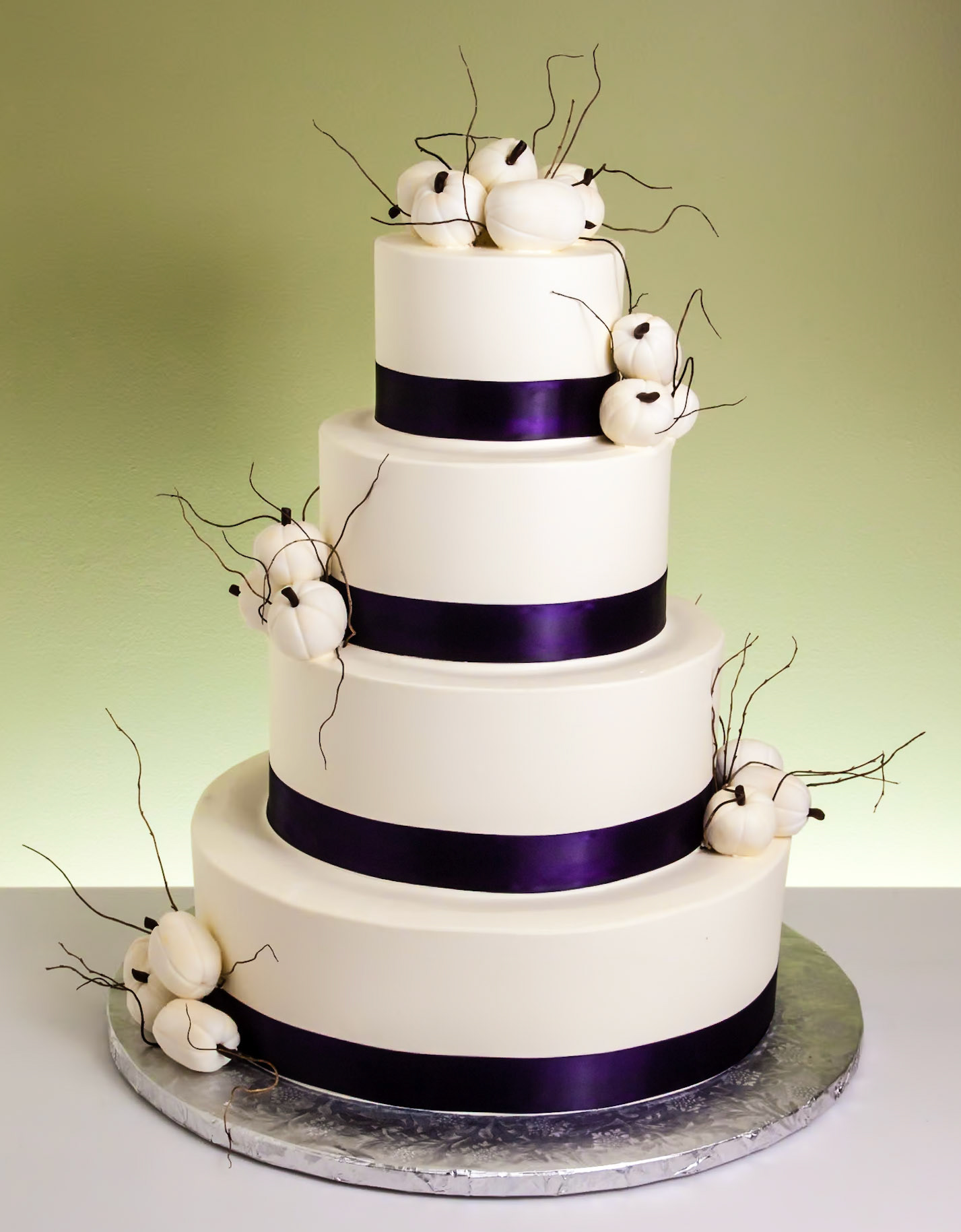 White Pumpkins & Twigs Wedding Cake