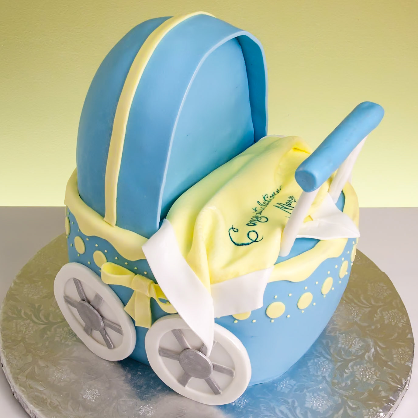 3-D Baby Boy Carriage Cake