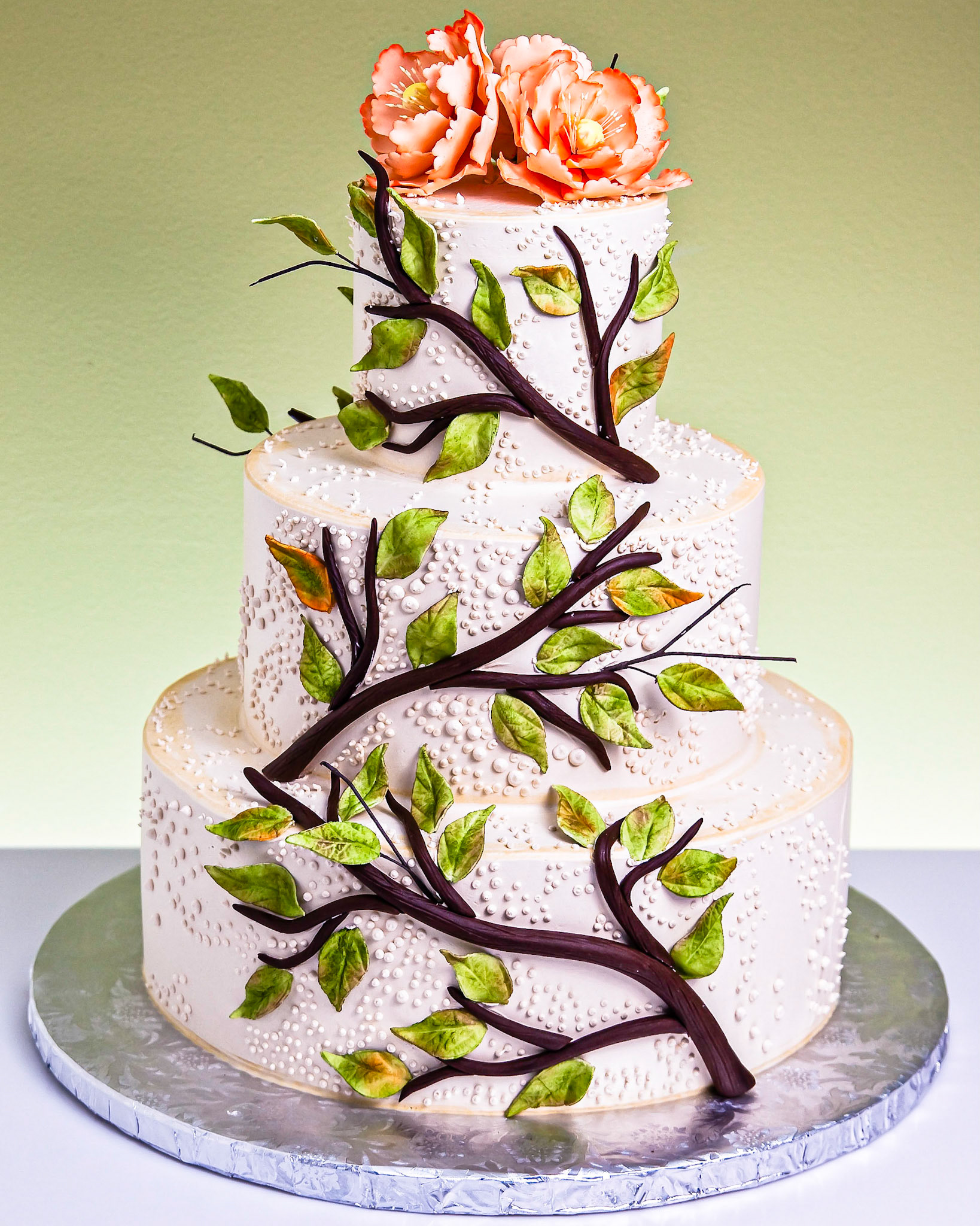 Speckled Sweeping Branches Wedding Cake