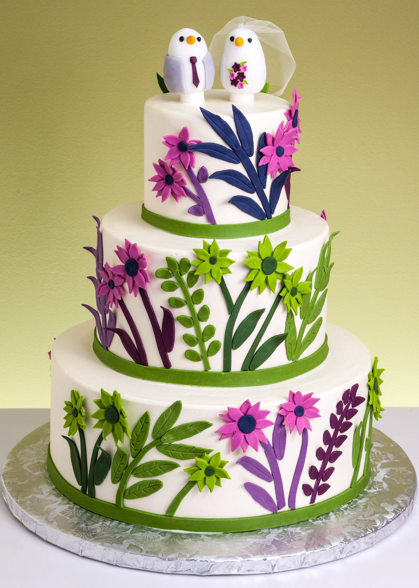 Floral & Fern Wedding Cake