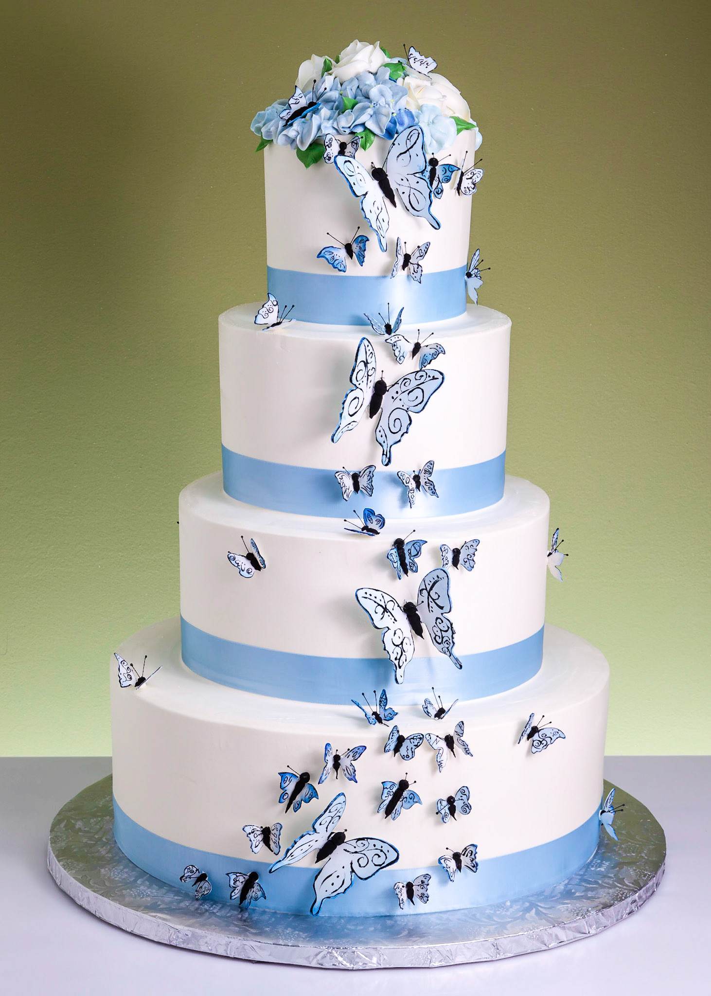 Floating Butterflies Wedding Cake