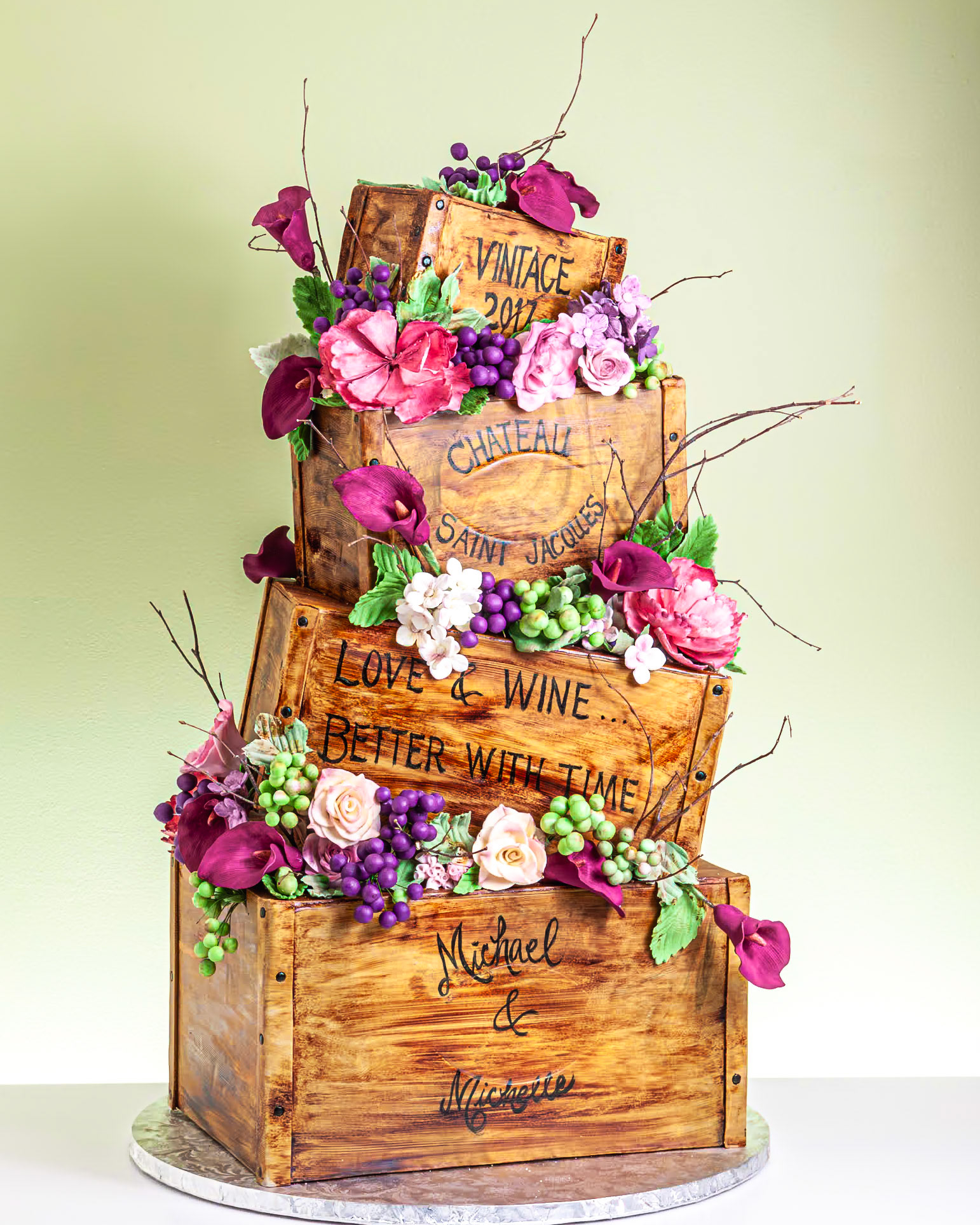 Wine Crates Wedding Cake