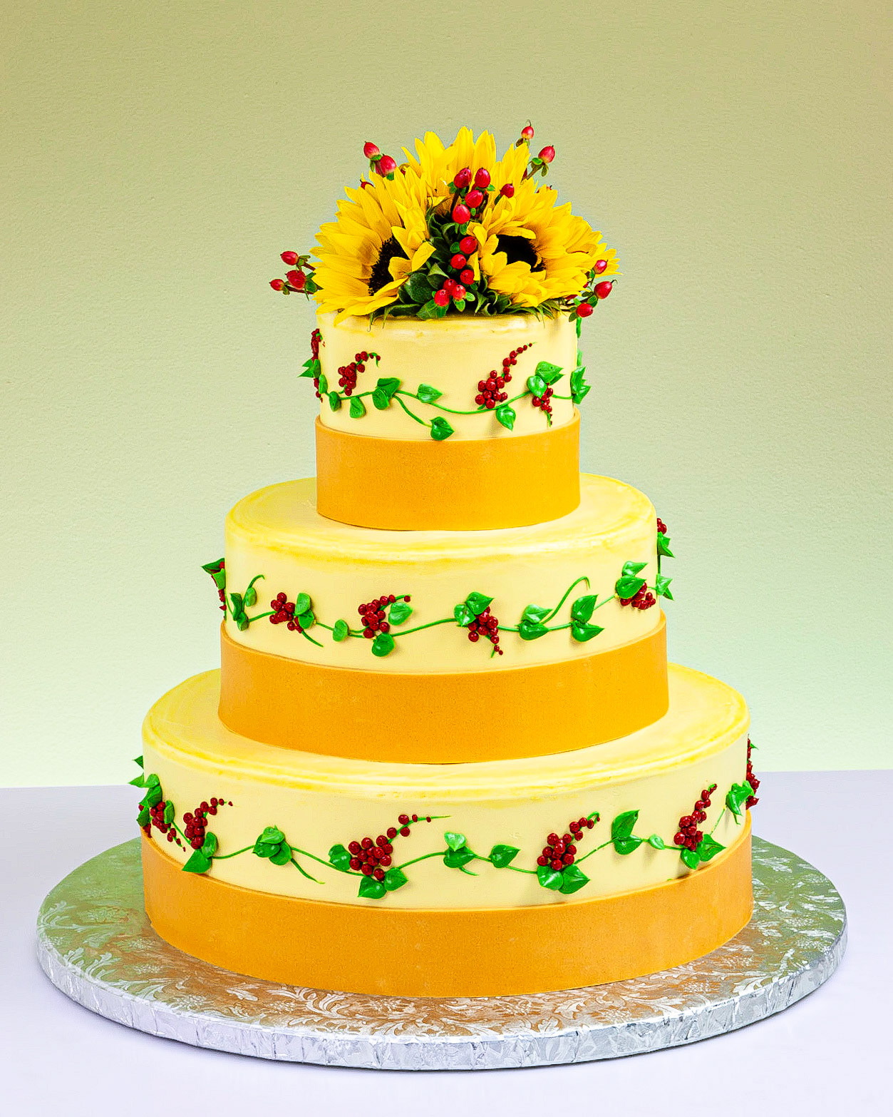 Tuscany Sunflower Wedding Cake