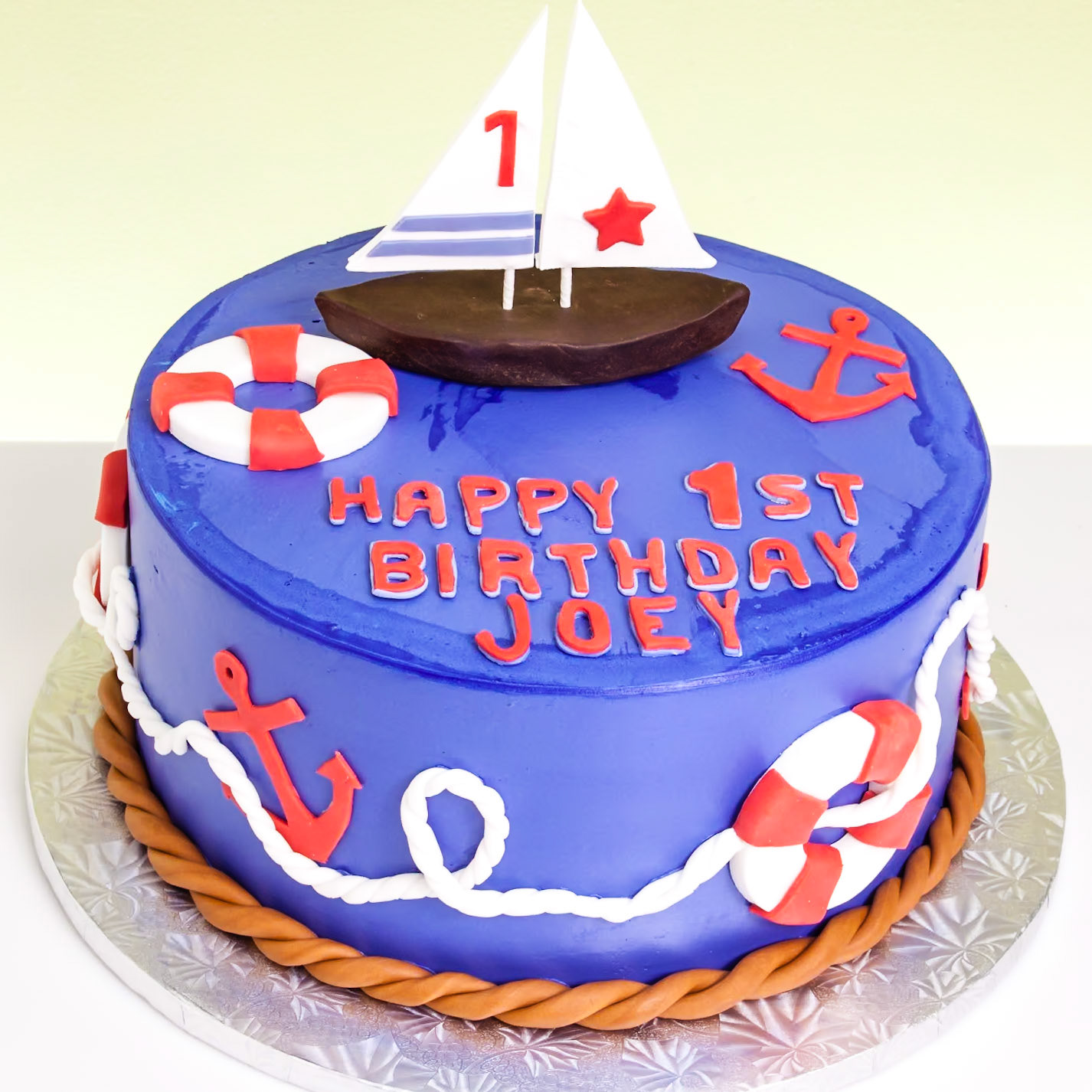 Sailboat 1st Birthday Cake