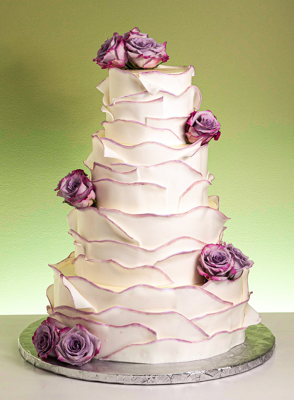 Ruffled Lavender Wedding Cake