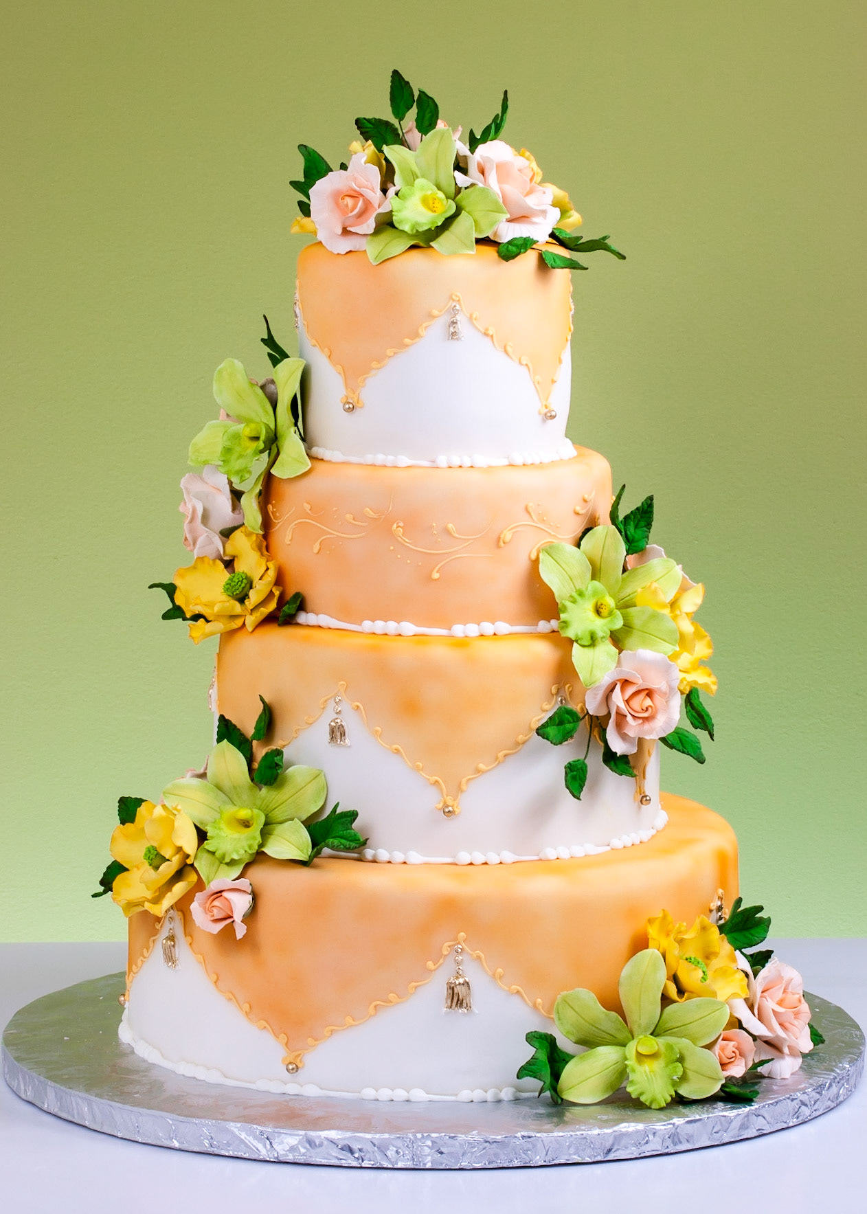 Painted Applique Wedding Cake