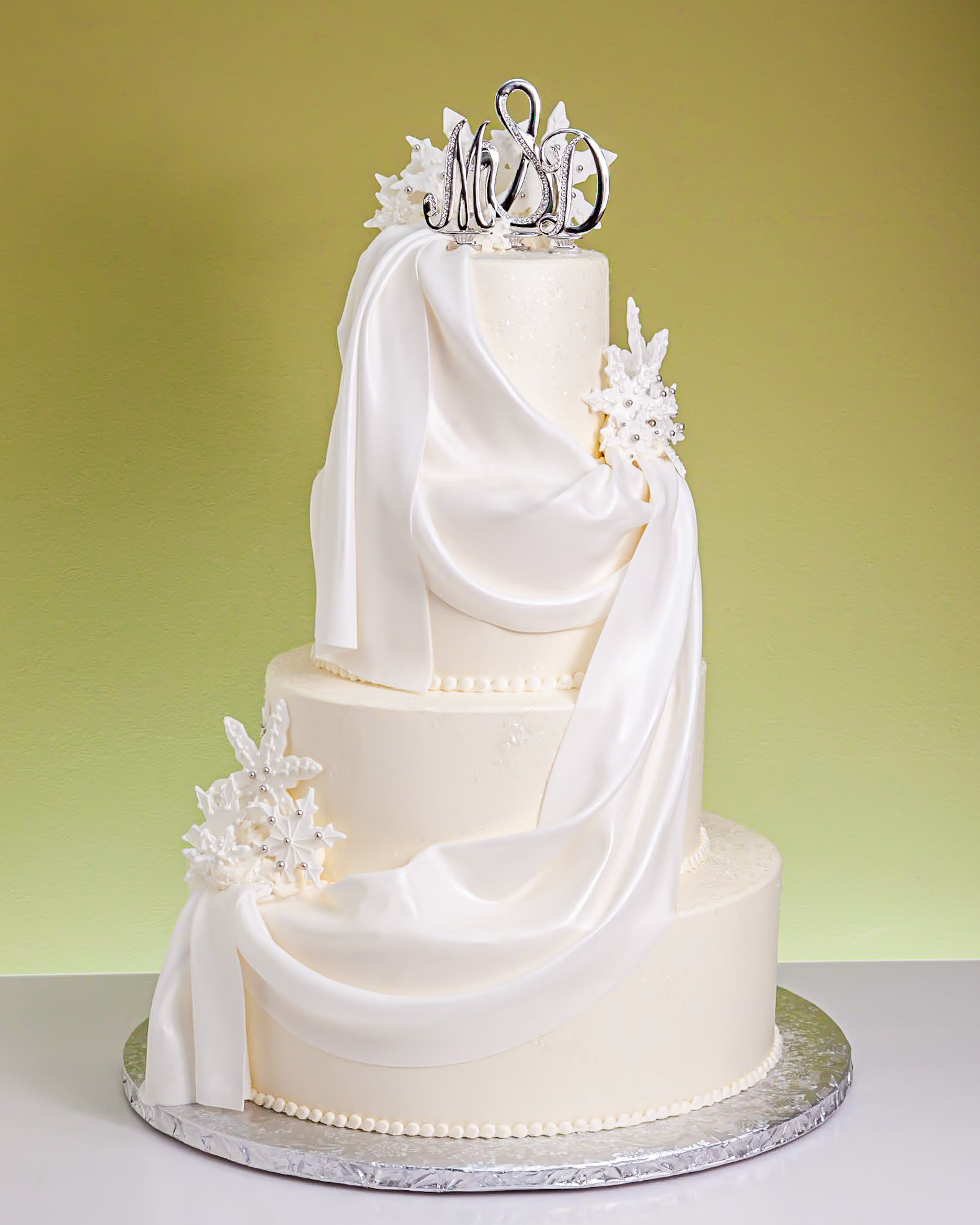 Winter Drape Wedding Cake
