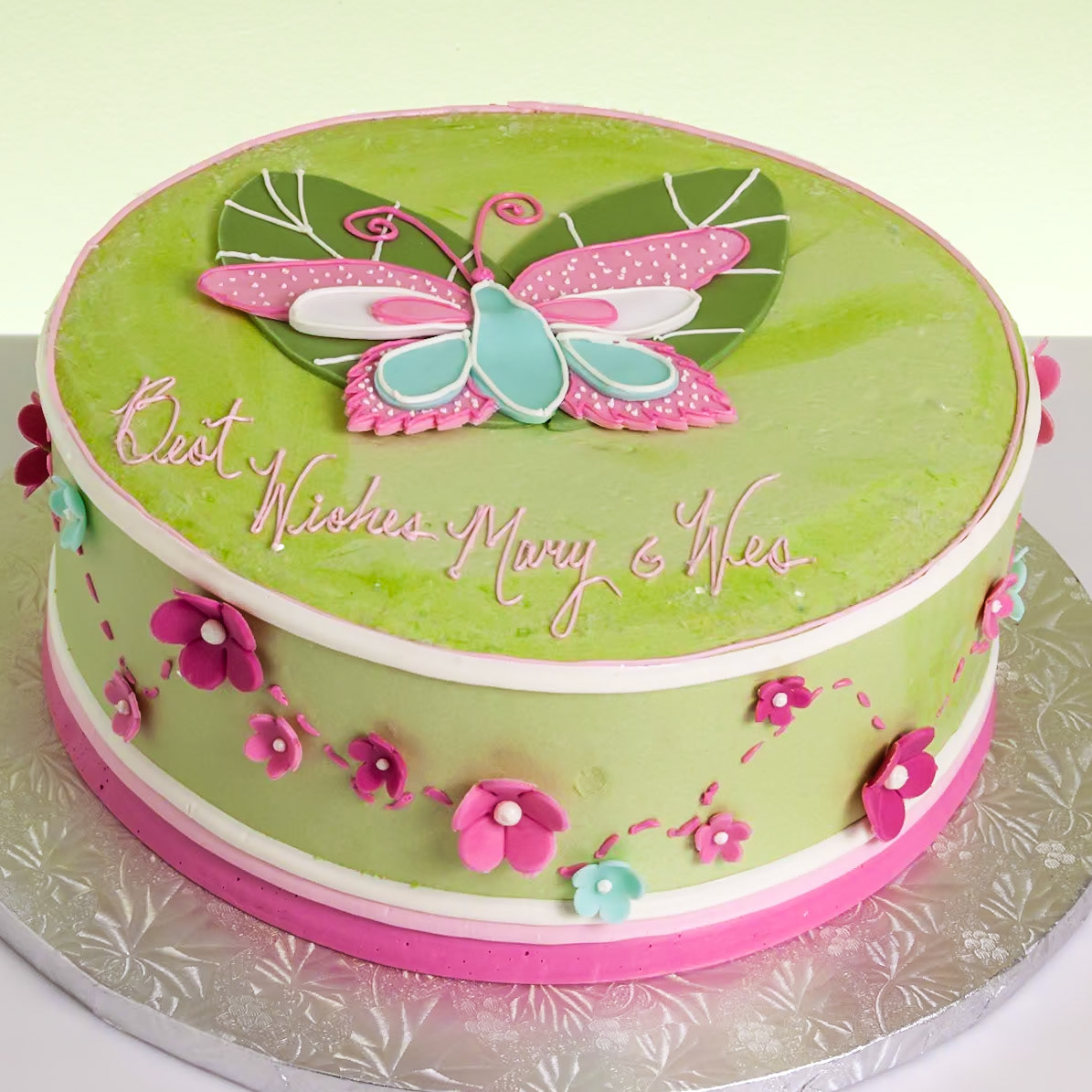 Butterfly on Leaf Cake