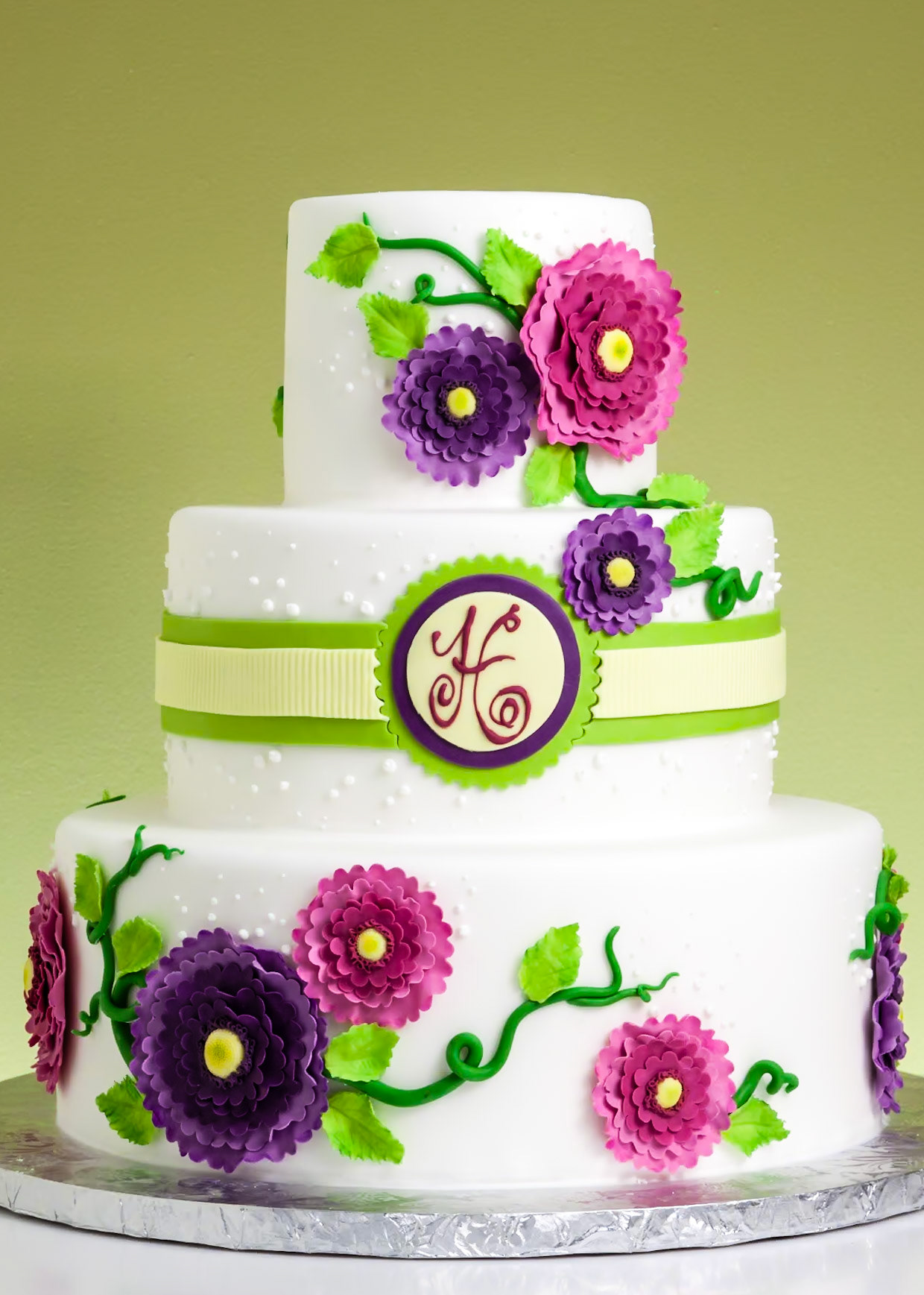 Bursting Blossoms Wedding Cake