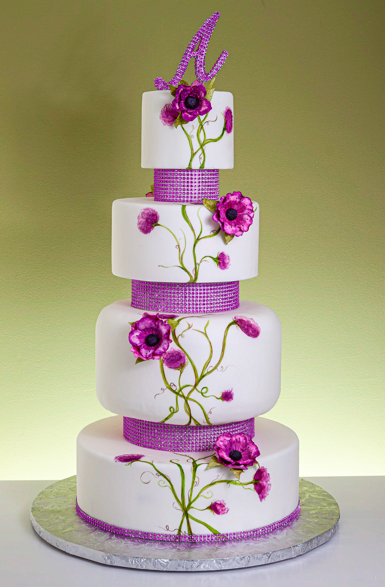 Modern Floral Wedding Cake