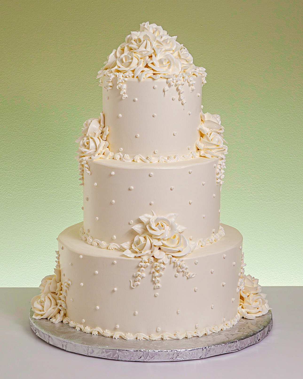 Roses & Lillies Wedding Cake