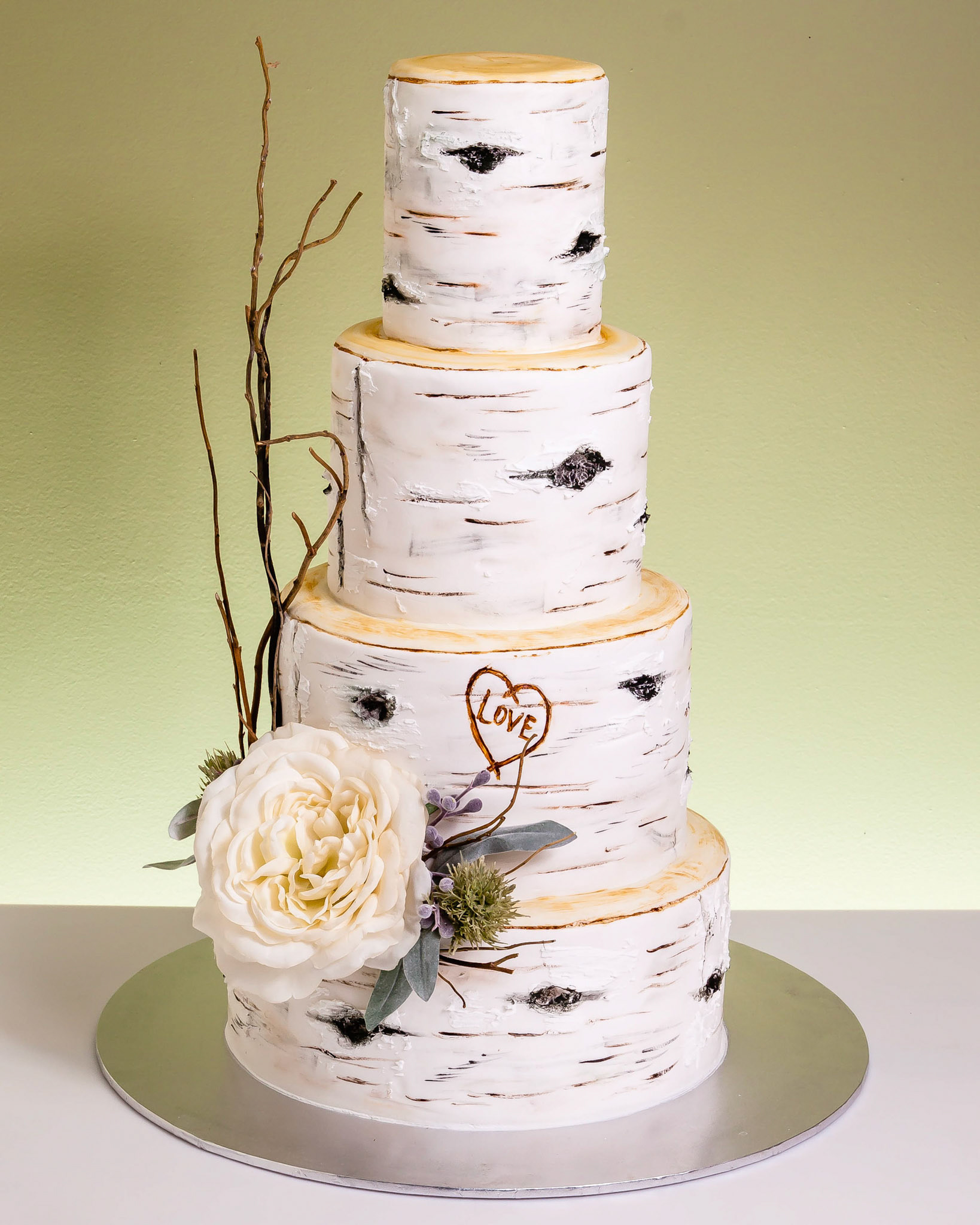 Modern Birch Wedding Cake