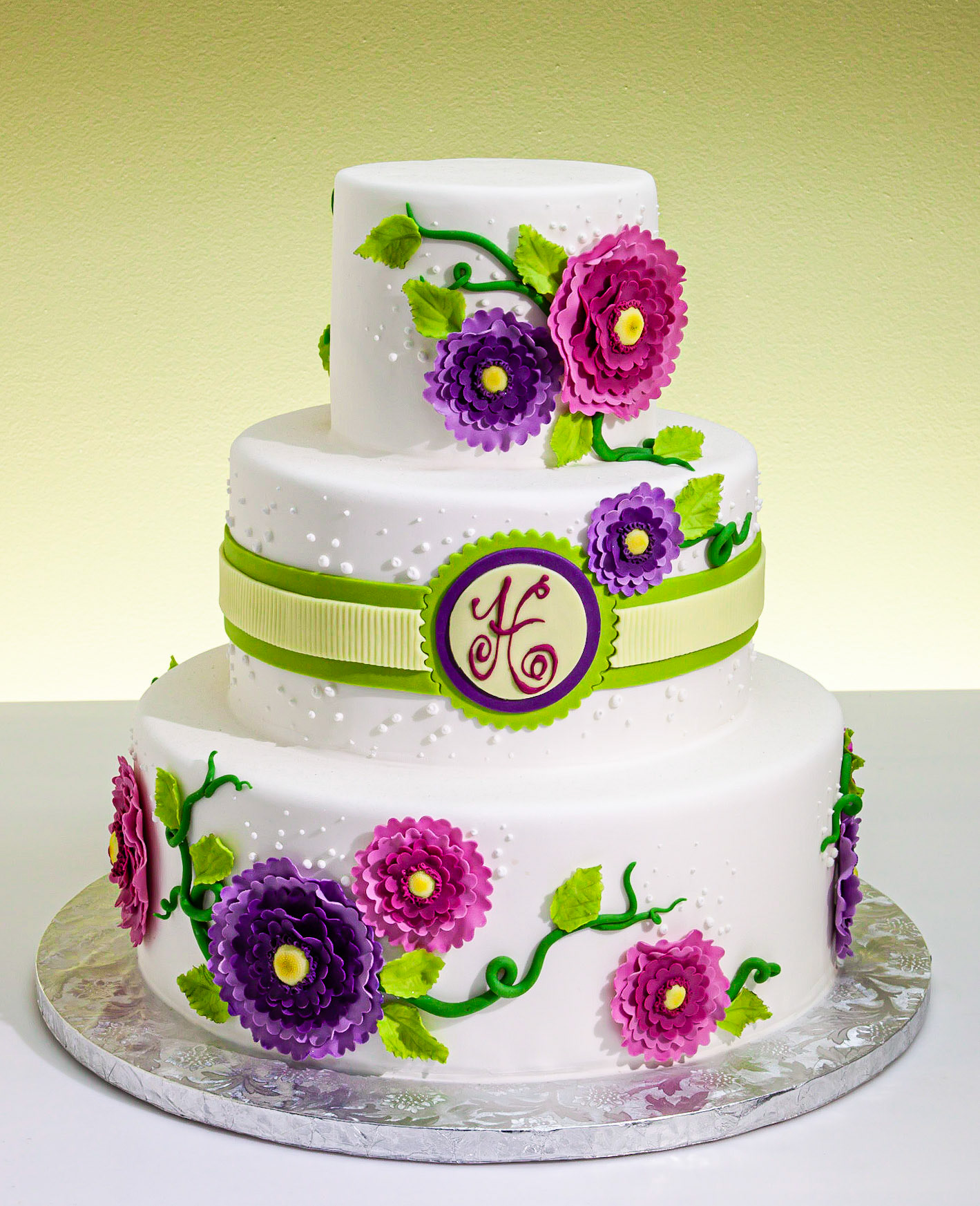 Bursting Blossoms Wedding Cake