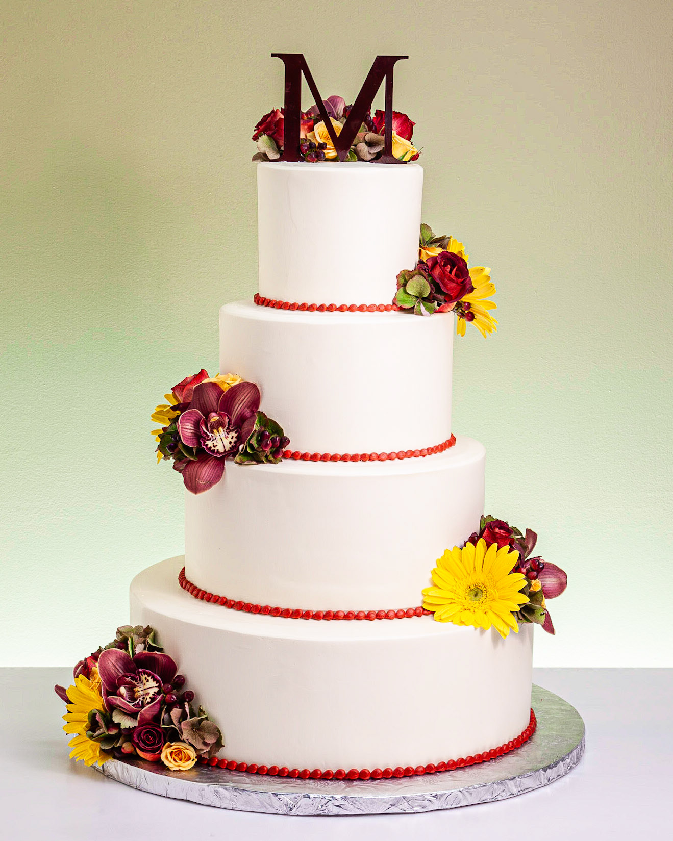 Tiered Monogram Wedding Cake