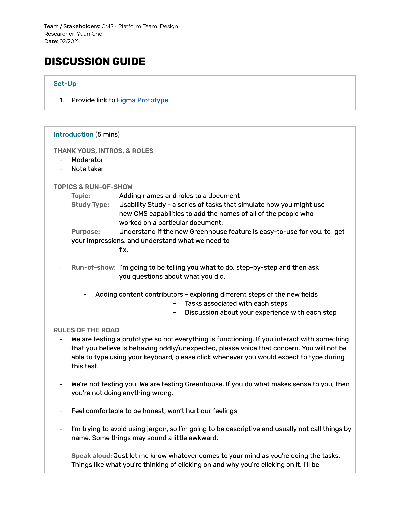 User Testing Script 1/4