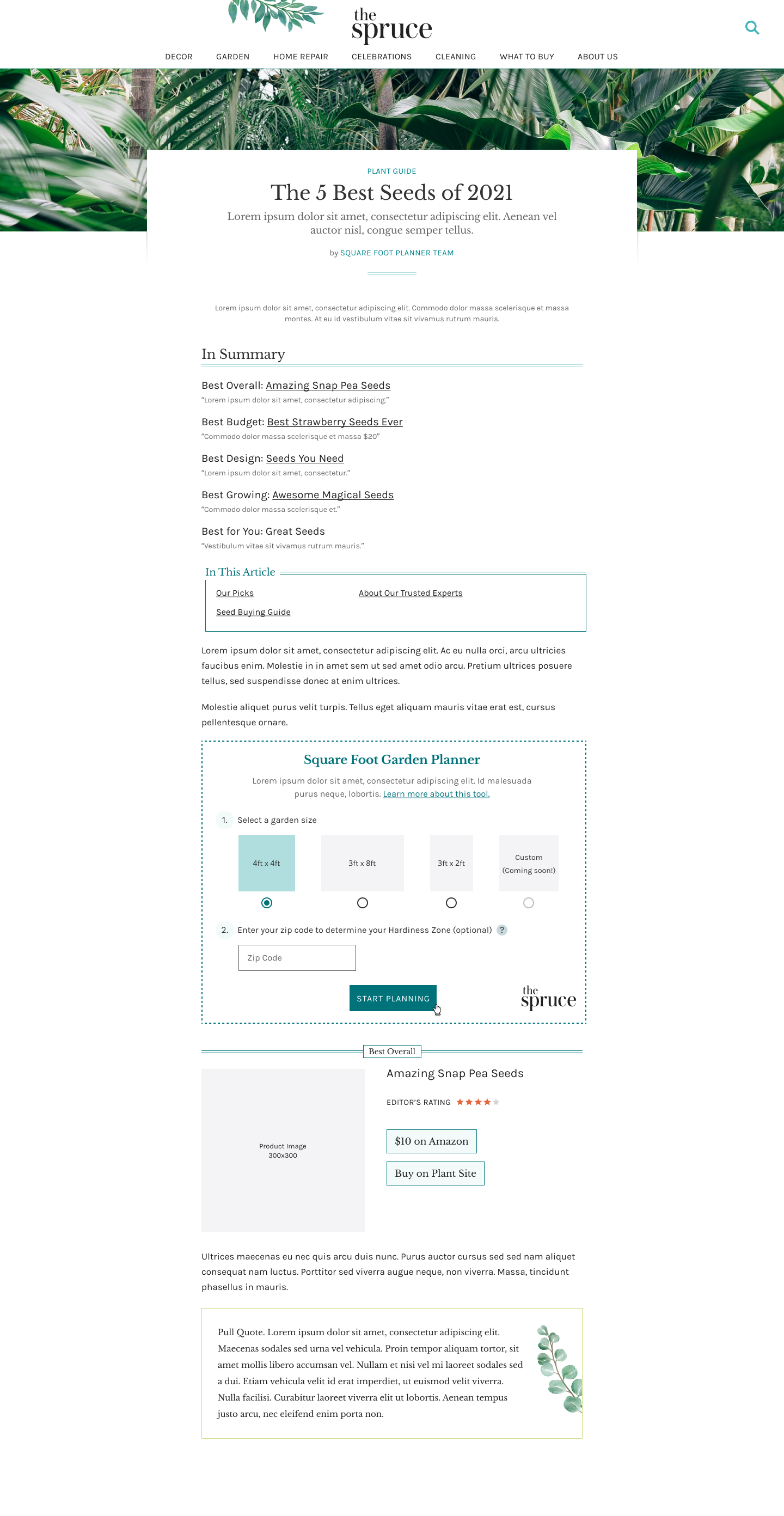 SQFT Garden Planner - Size Selected