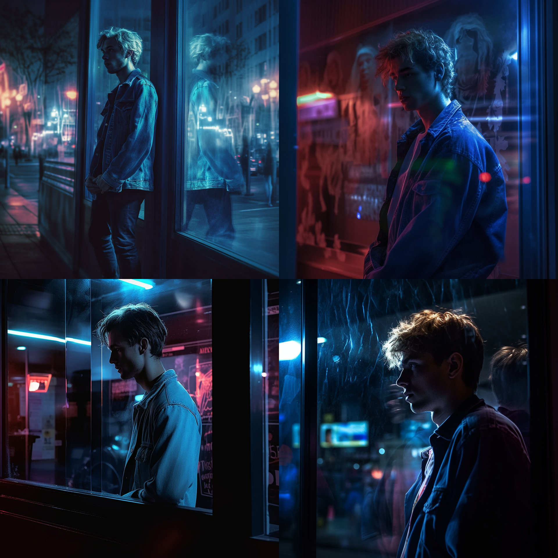 Acá se trabajó el concepto de reflejo, neón, materialidad en vidrio, concepto de soledad, espera, urbano