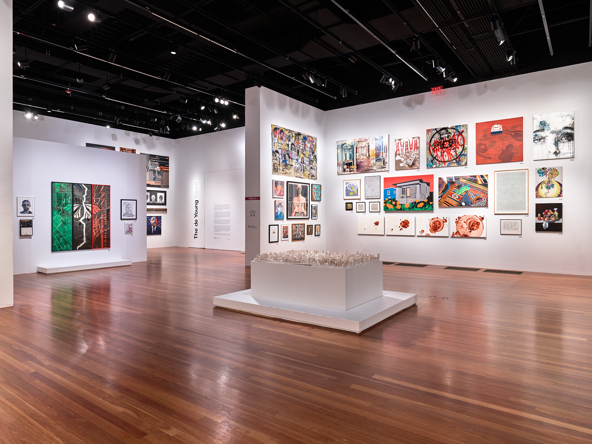     Entrance gallery introducing thematic artwork groupings.