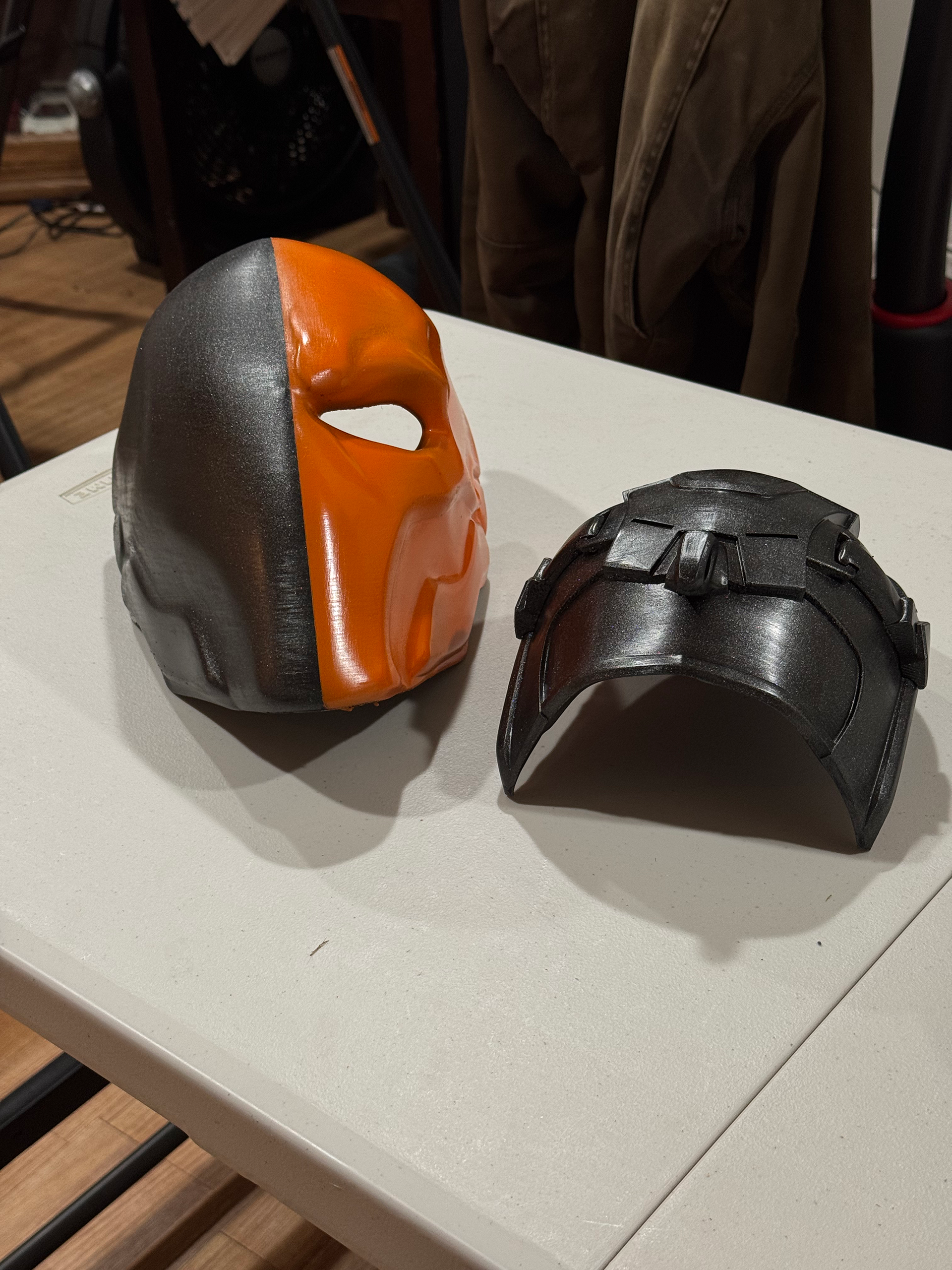 Deathstroke Helmet, Disassembled, Base Paint (Pre 1K Coat)