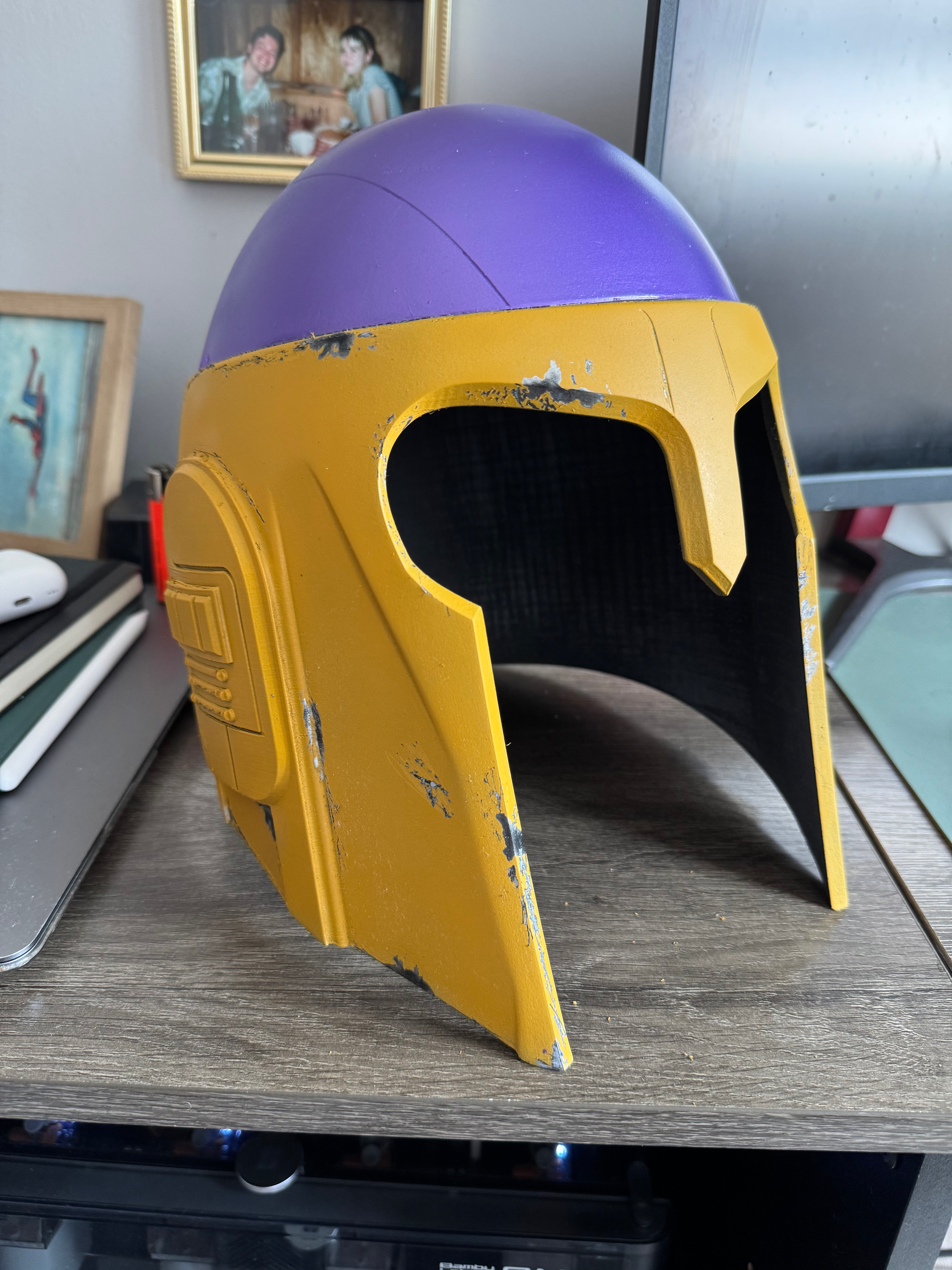 "The Trapster" Custom Helmet Design, Yellow Weather, Base Purple