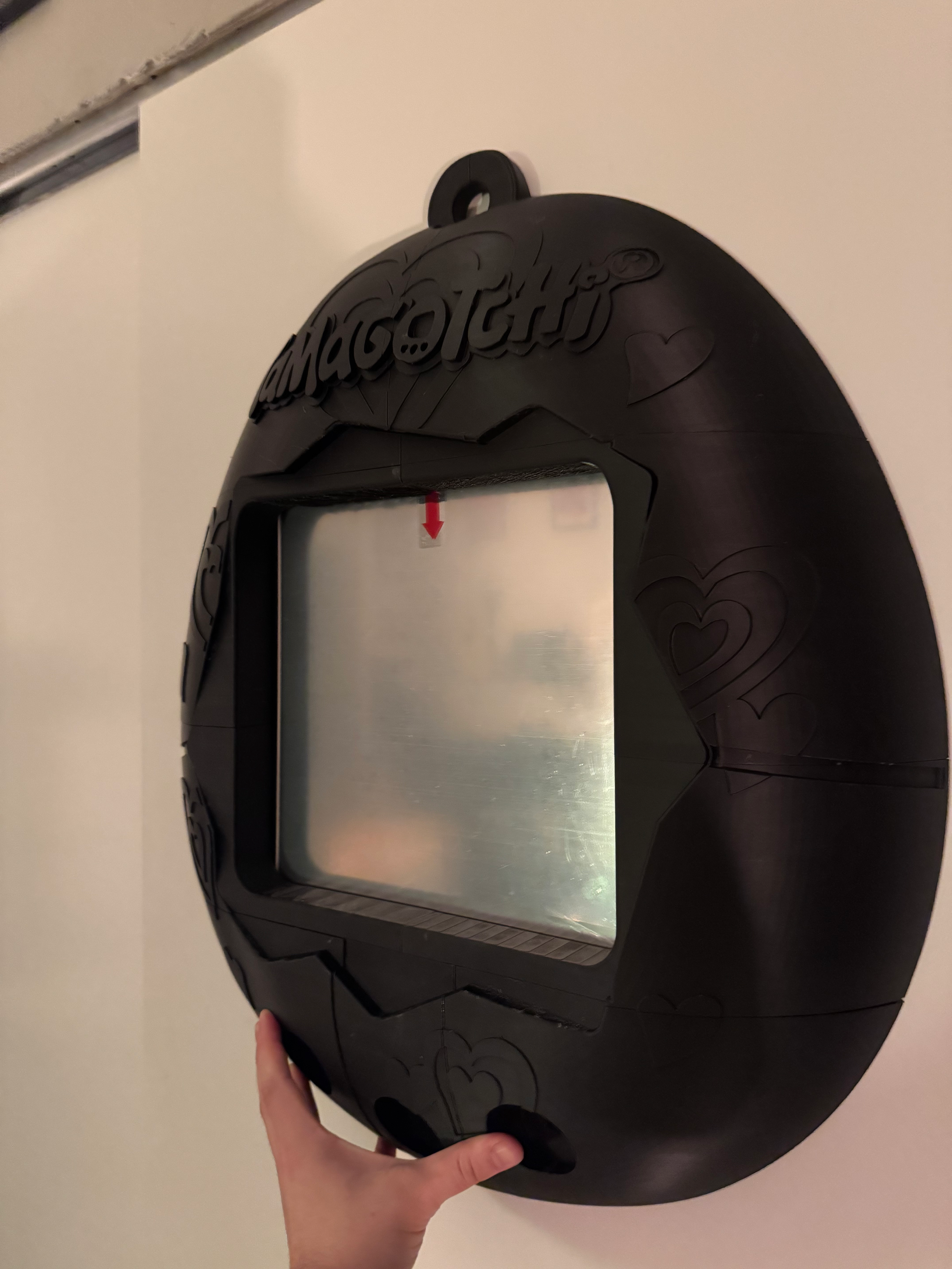 'Tamagotchi' Wall Mirror, Raw 3D Print with Acrylic Mirror Placement