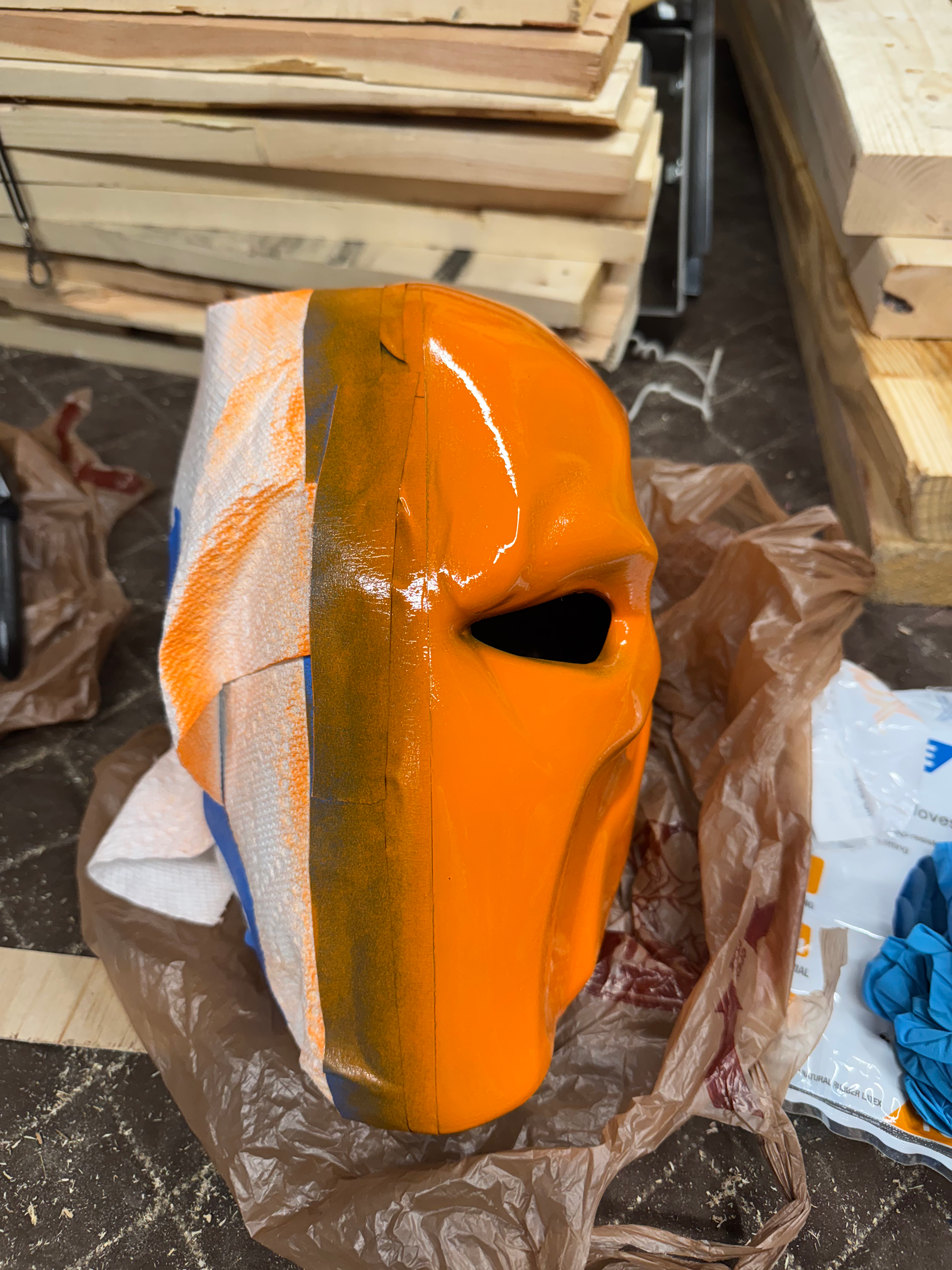 Deathstroke Helmet, Orange Paint Pass  (Pre 1K Coat)