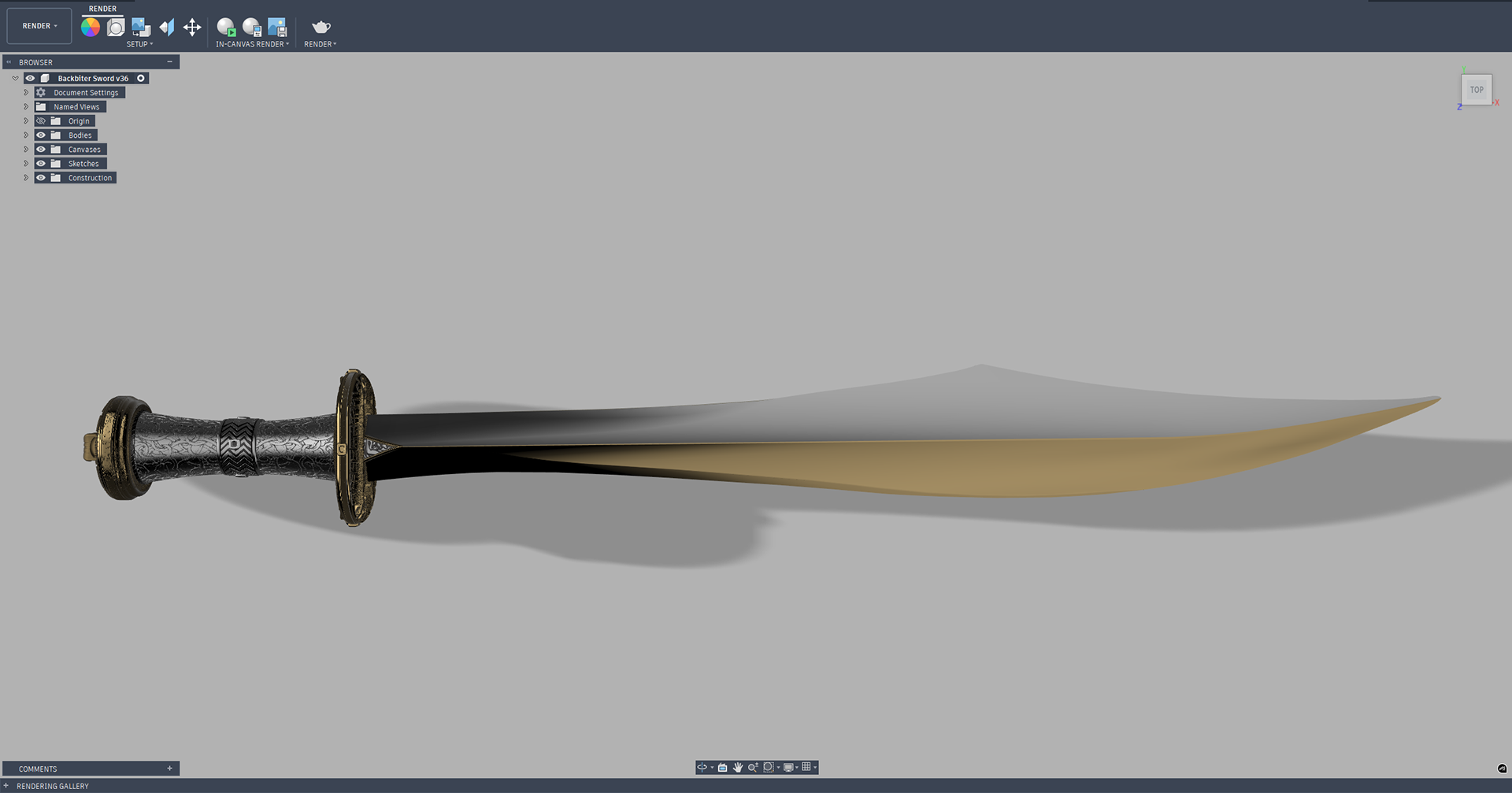 (2026) FINAL, "Backbiter" Sword Replica, F360 Workspace